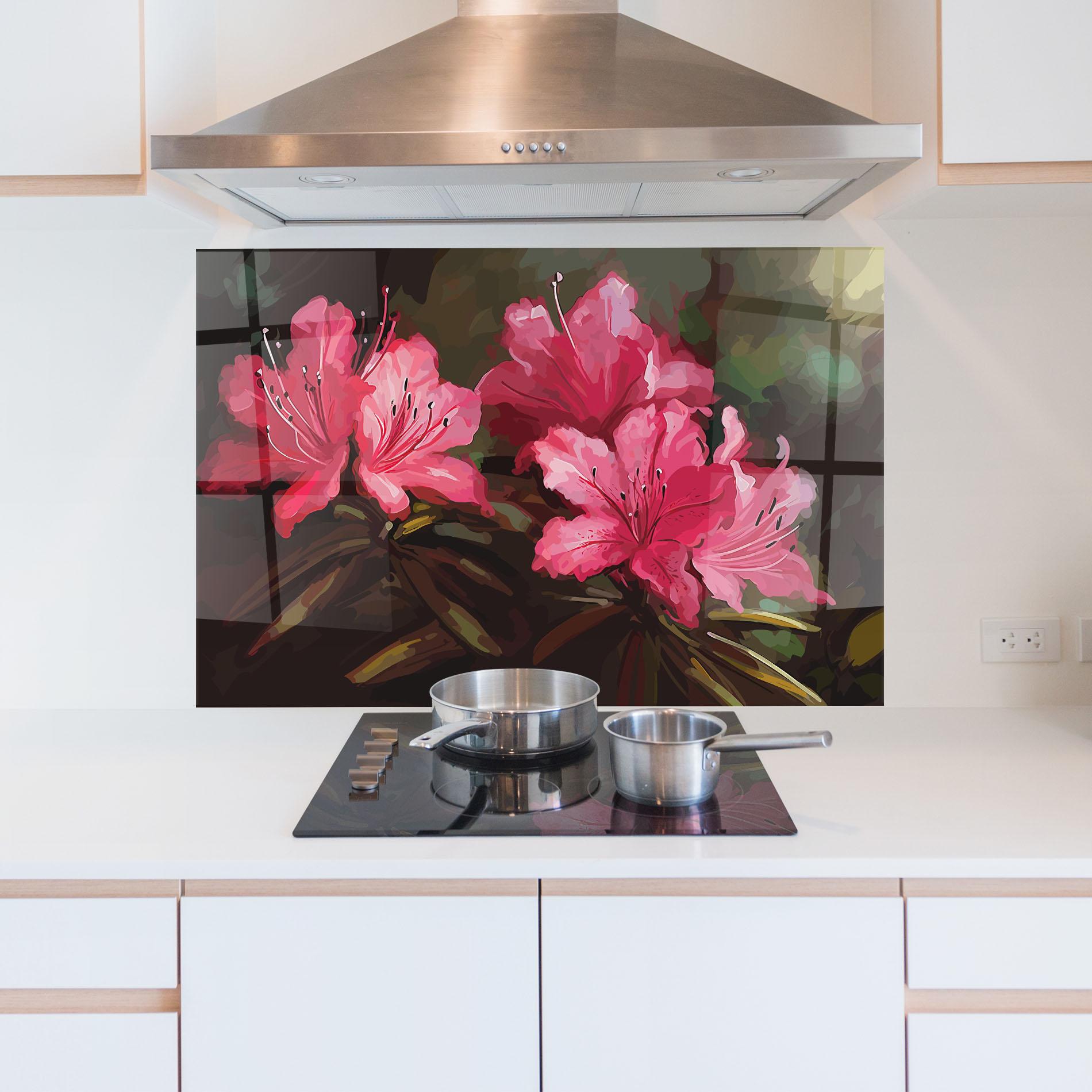 Konyhai üveg hátfal Pink Exotic Art mockup 5