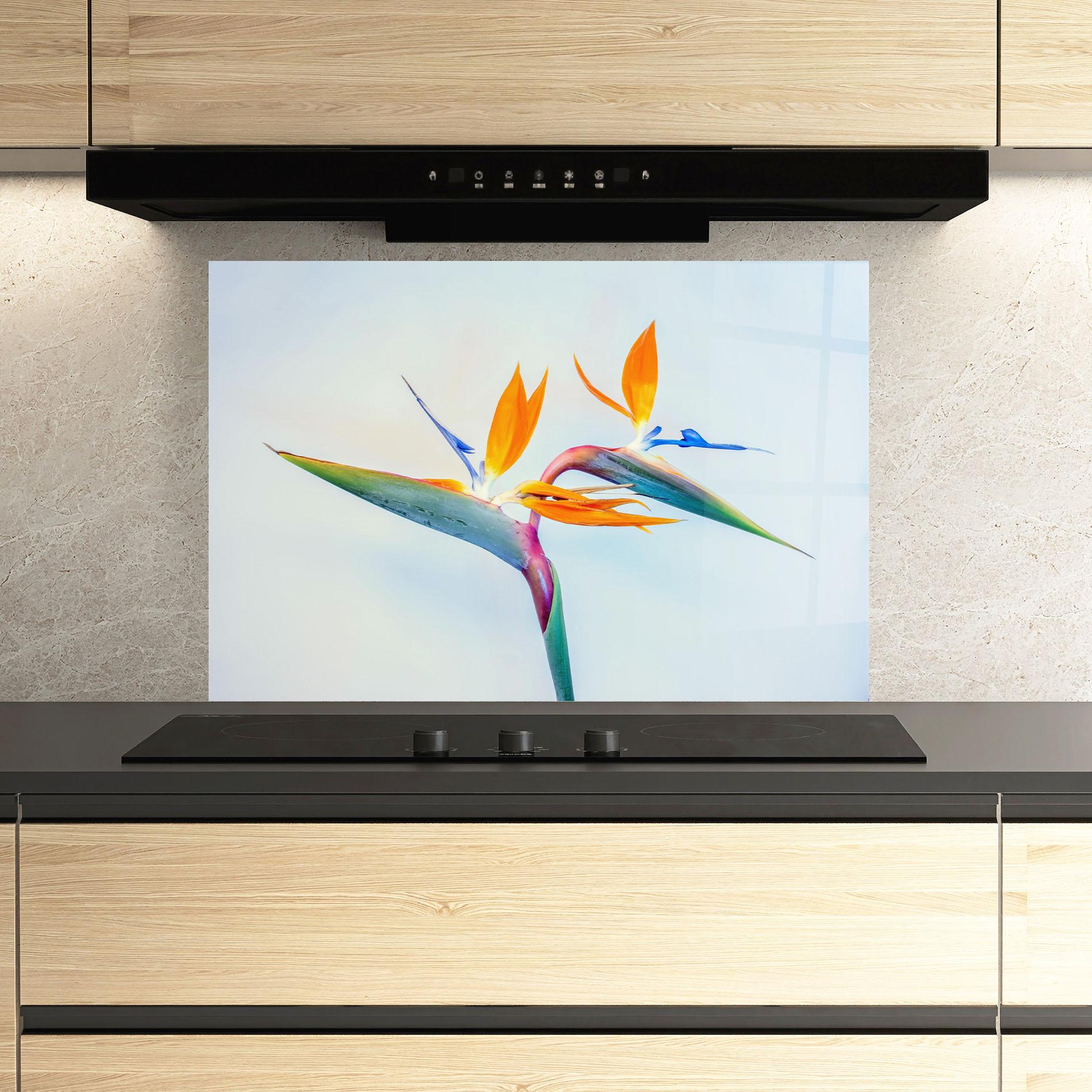 Konyhai üveg hátfal Green Orange Exotic mockup 3