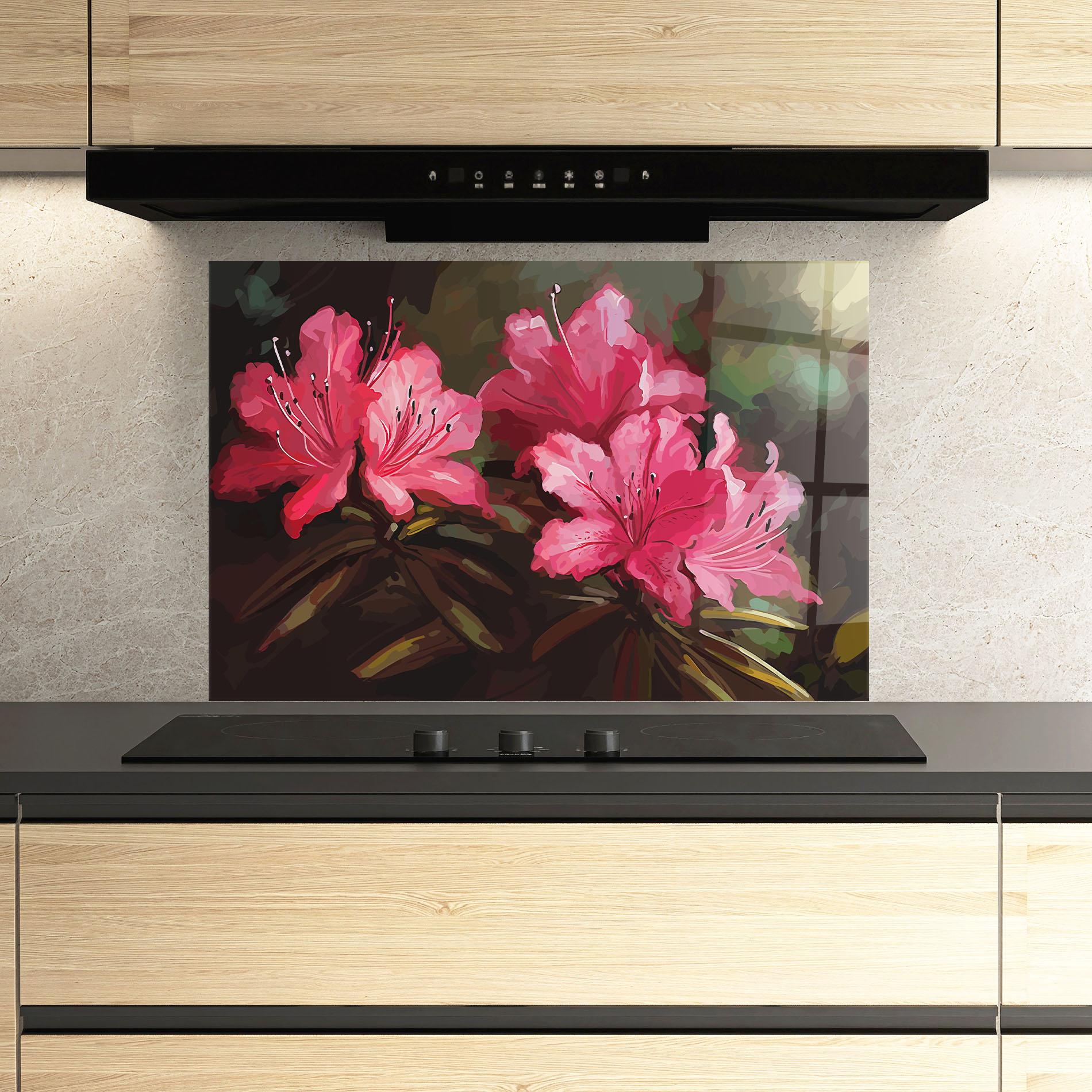 Konyhai üveg hátfal Pink Exotic Art mockup 3