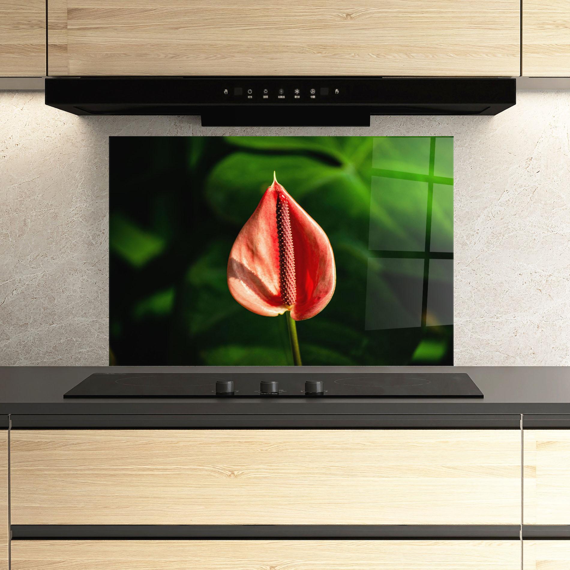 Konyhai üveg hátfal Plant Exotic Red mockup 3