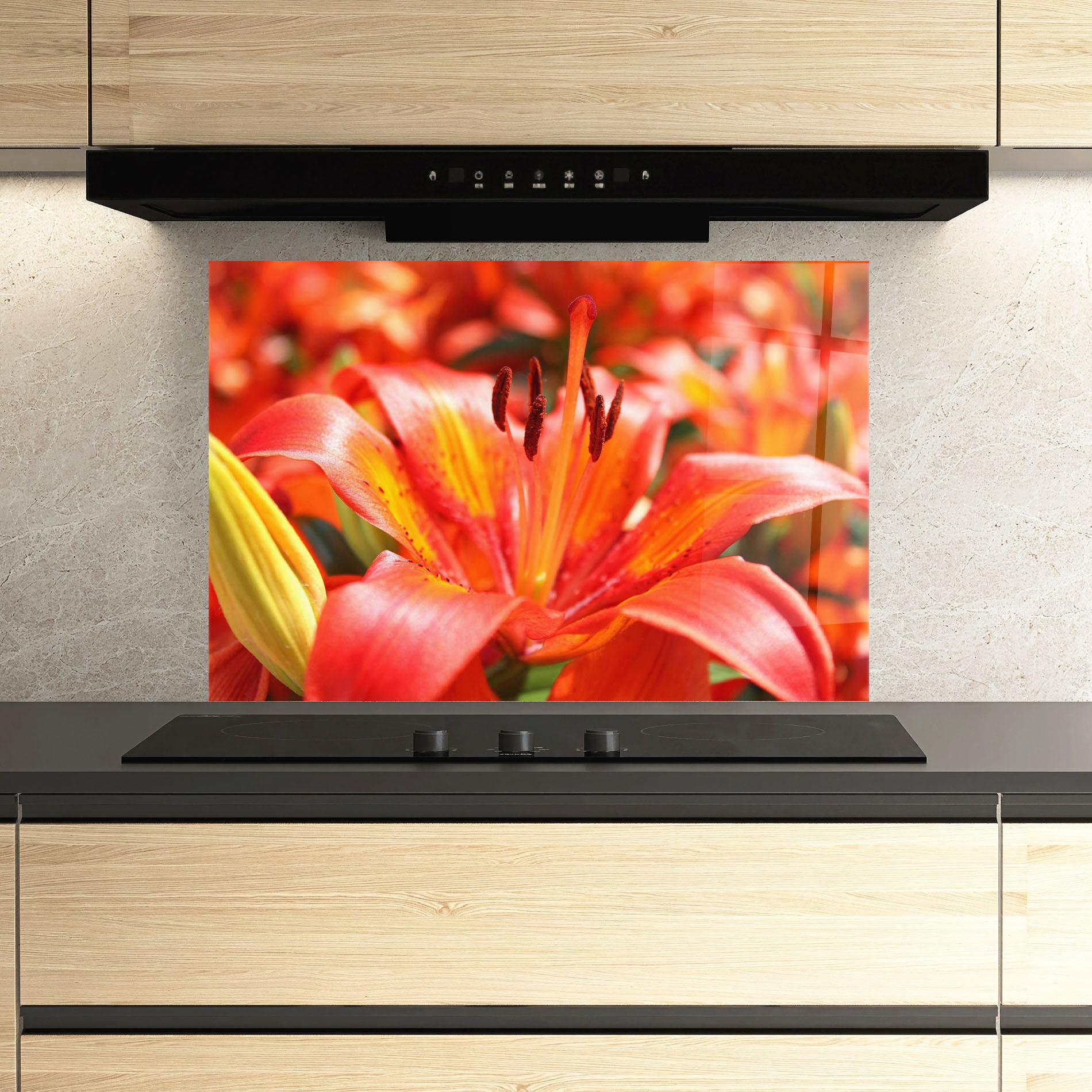 Konyhai üveg hátfal Pretty Orange Exotic mockup 3