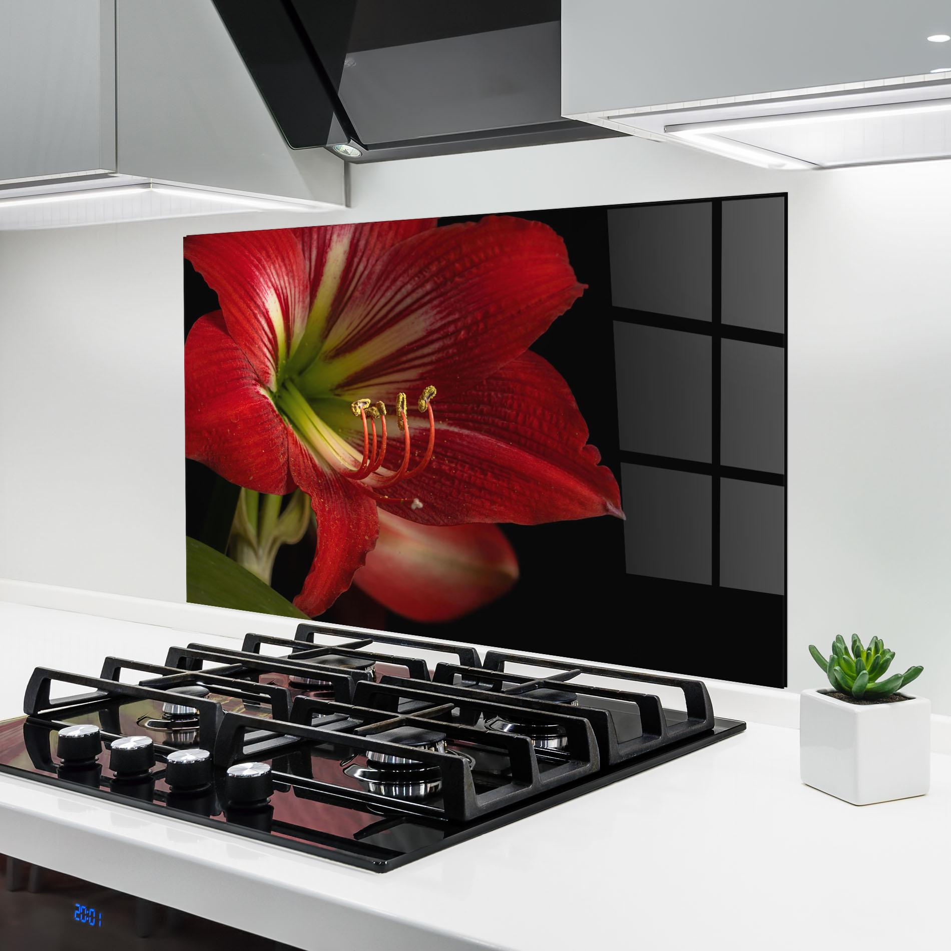 Konyhai üveg hátfal Exotic Red Lily mockup 6