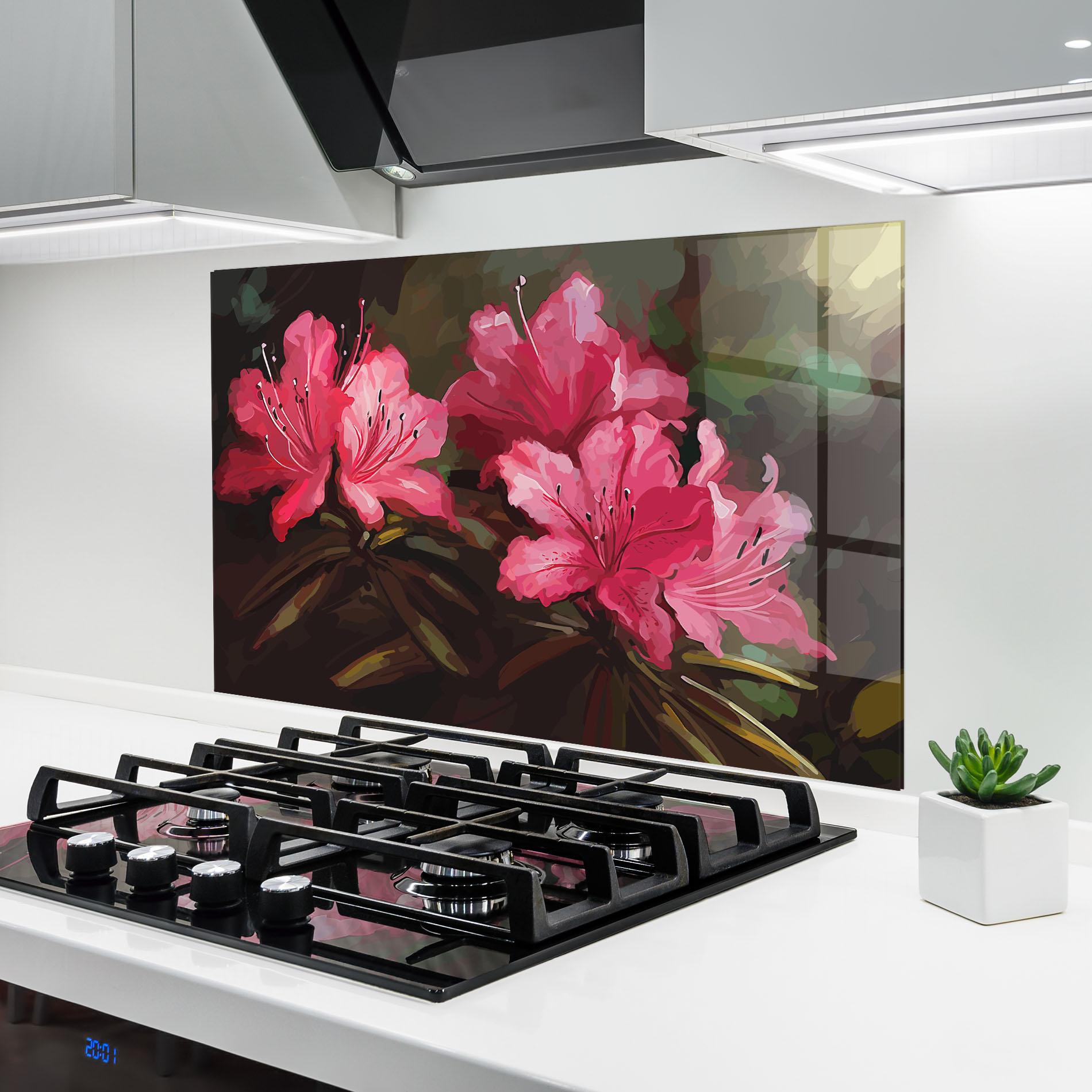 Konyhai üveg hátfal Pink Exotic Art mockup 6