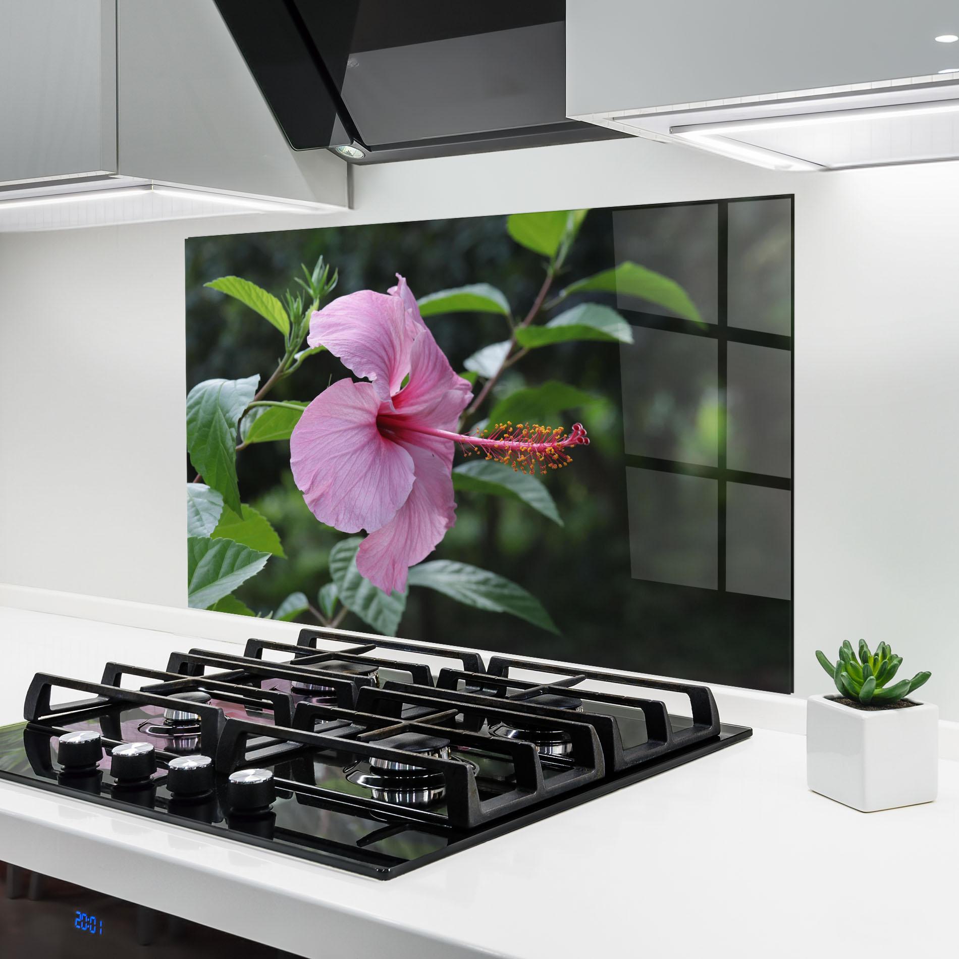 Konyhai üveg hátfal Pink Exotic Plant mockup 6