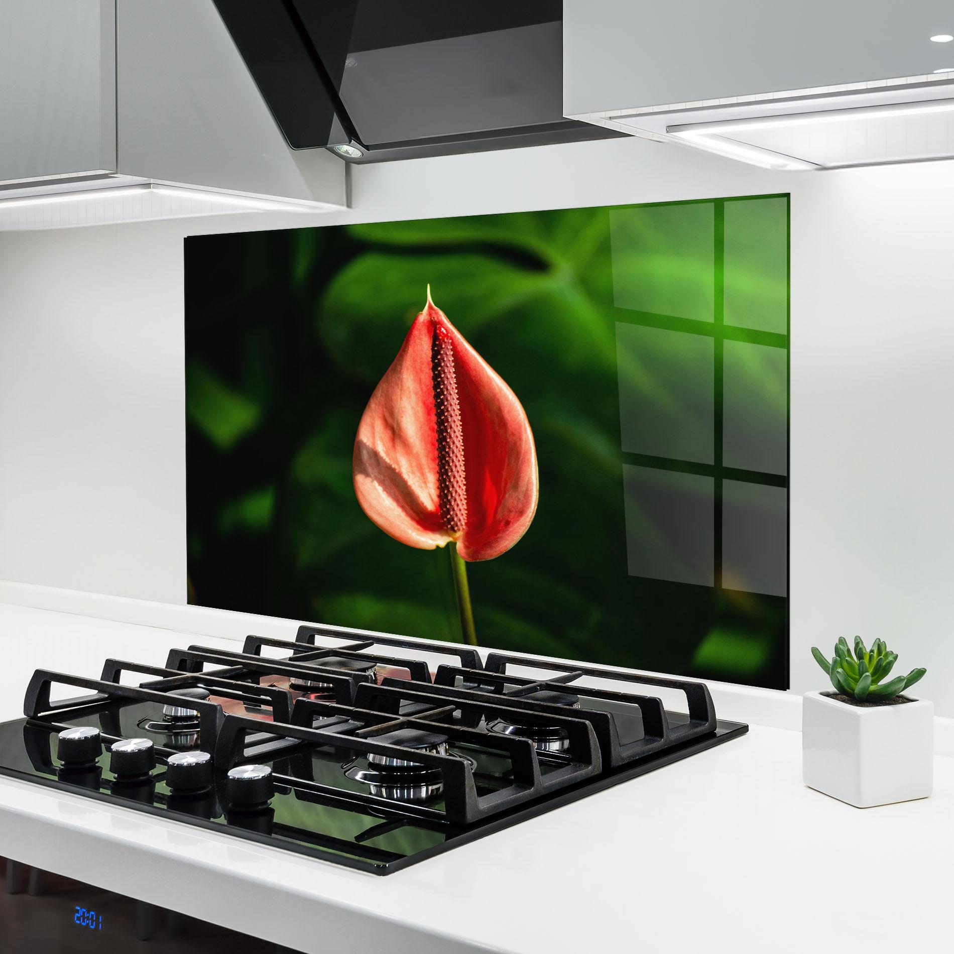 Konyhai üveg hátfal Plant Exotic Red mockup 6