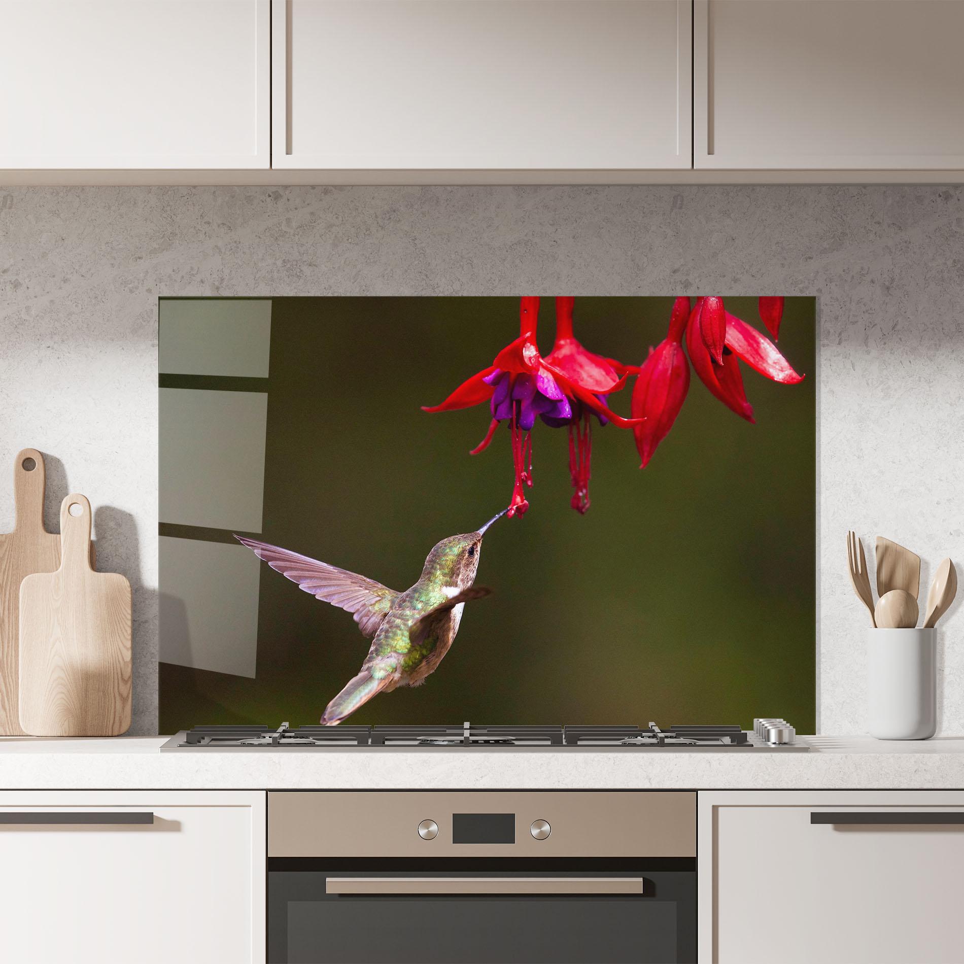 Konyhai üveg hátfal Exotic Flower Bird mockup 7