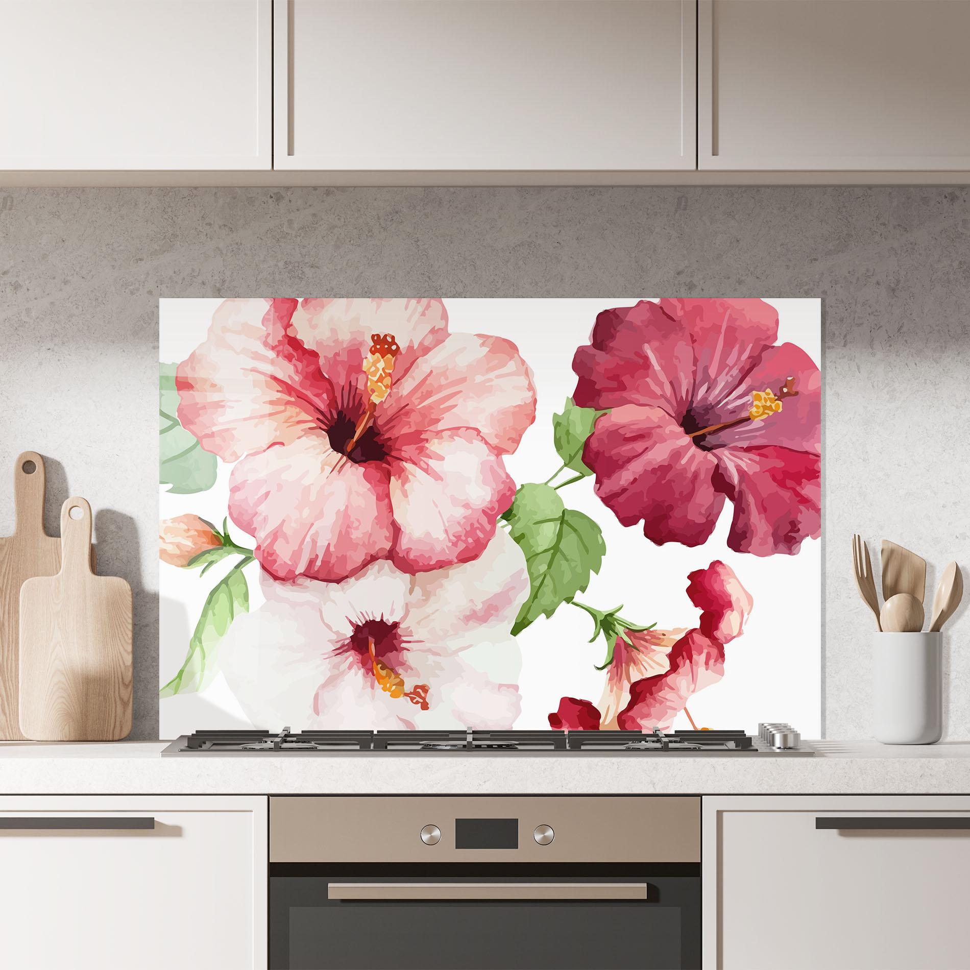 Konyhai üveg hátfal Exotic Flower Paint mockup 7