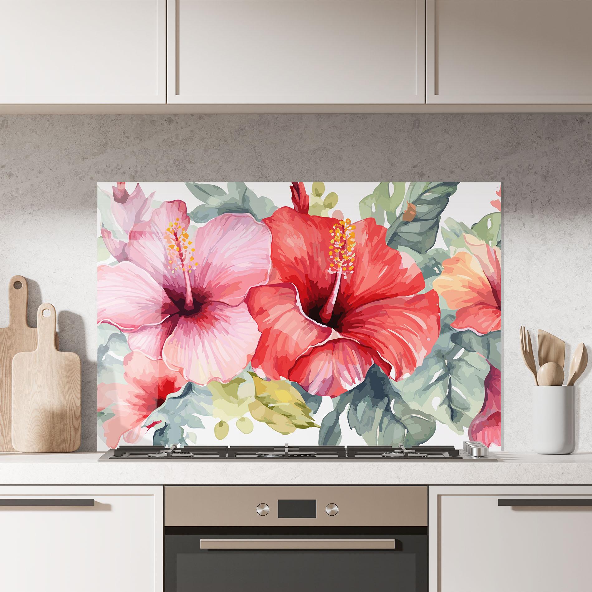 Konyhai üveg hátfal Pink Red Exotic mockup 7