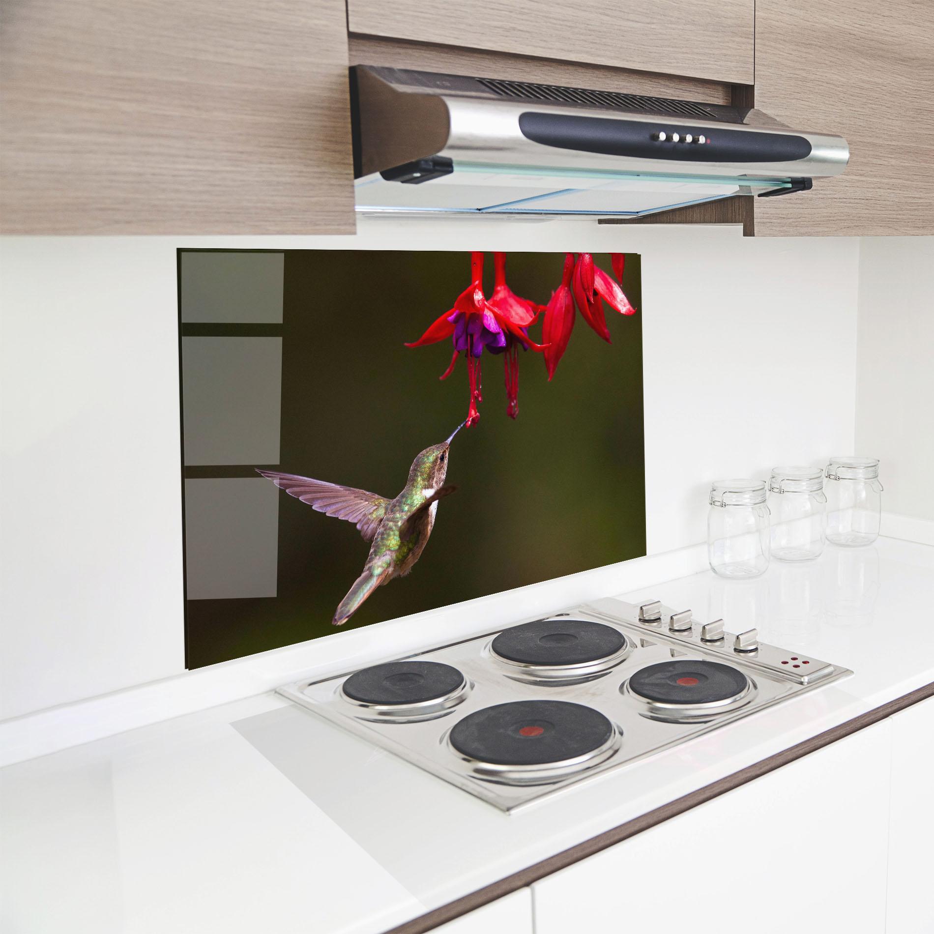 Konyhai üveg hátfal Exotic Flower Bird mockup 8
