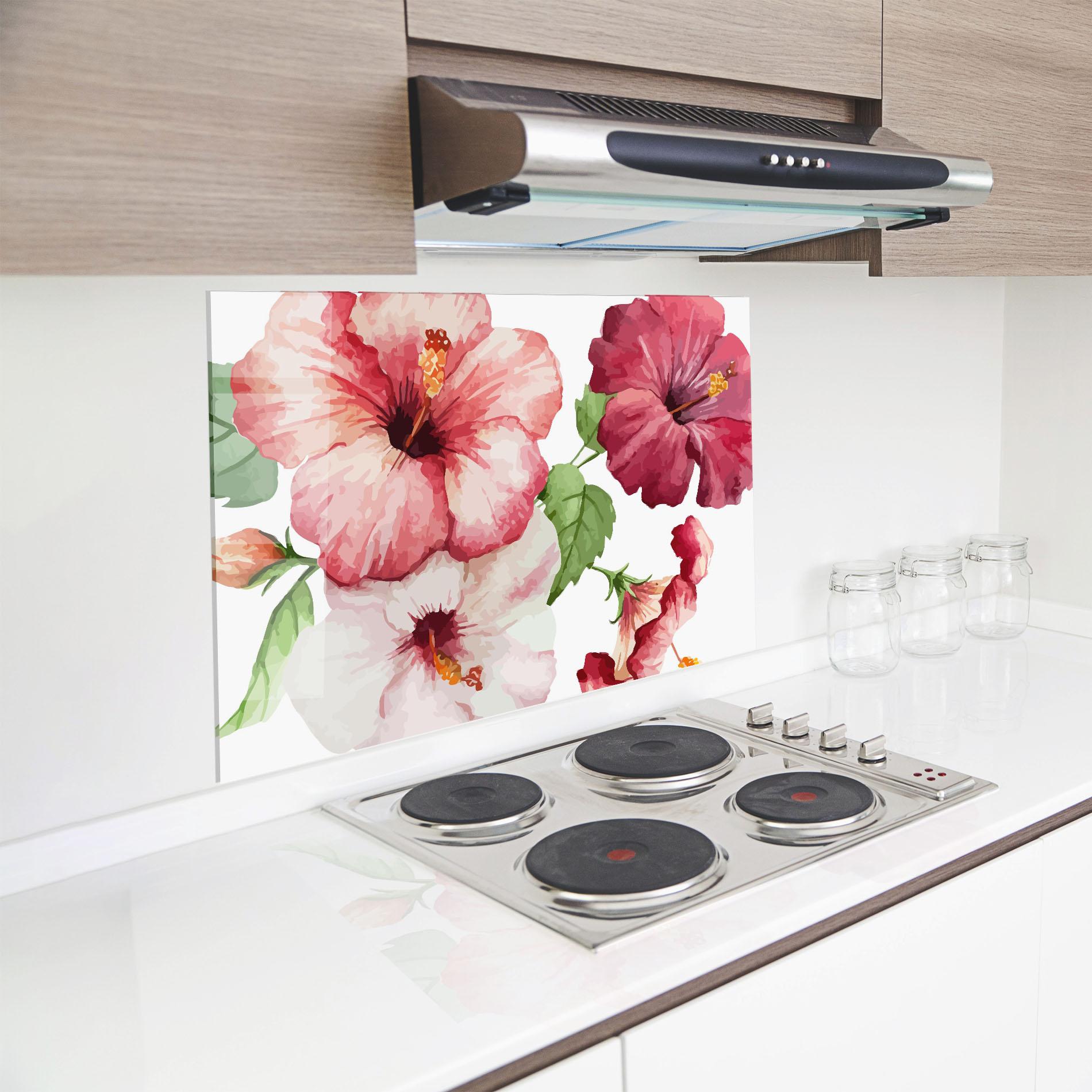 Konyhai üveg hátfal Exotic Flower Paint mockup 8