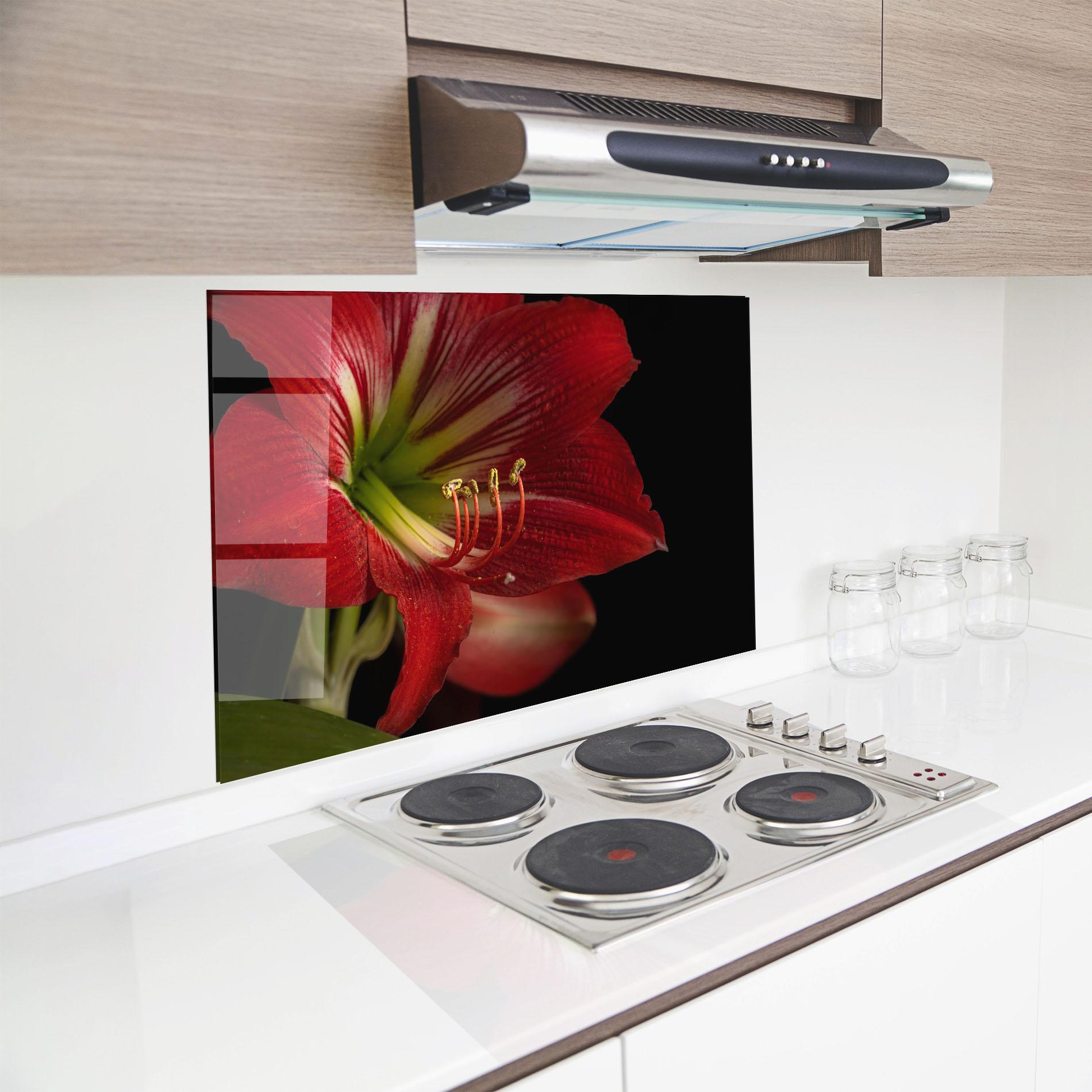 Konyhai üveg hátfal Exotic Red Lily mockup 8