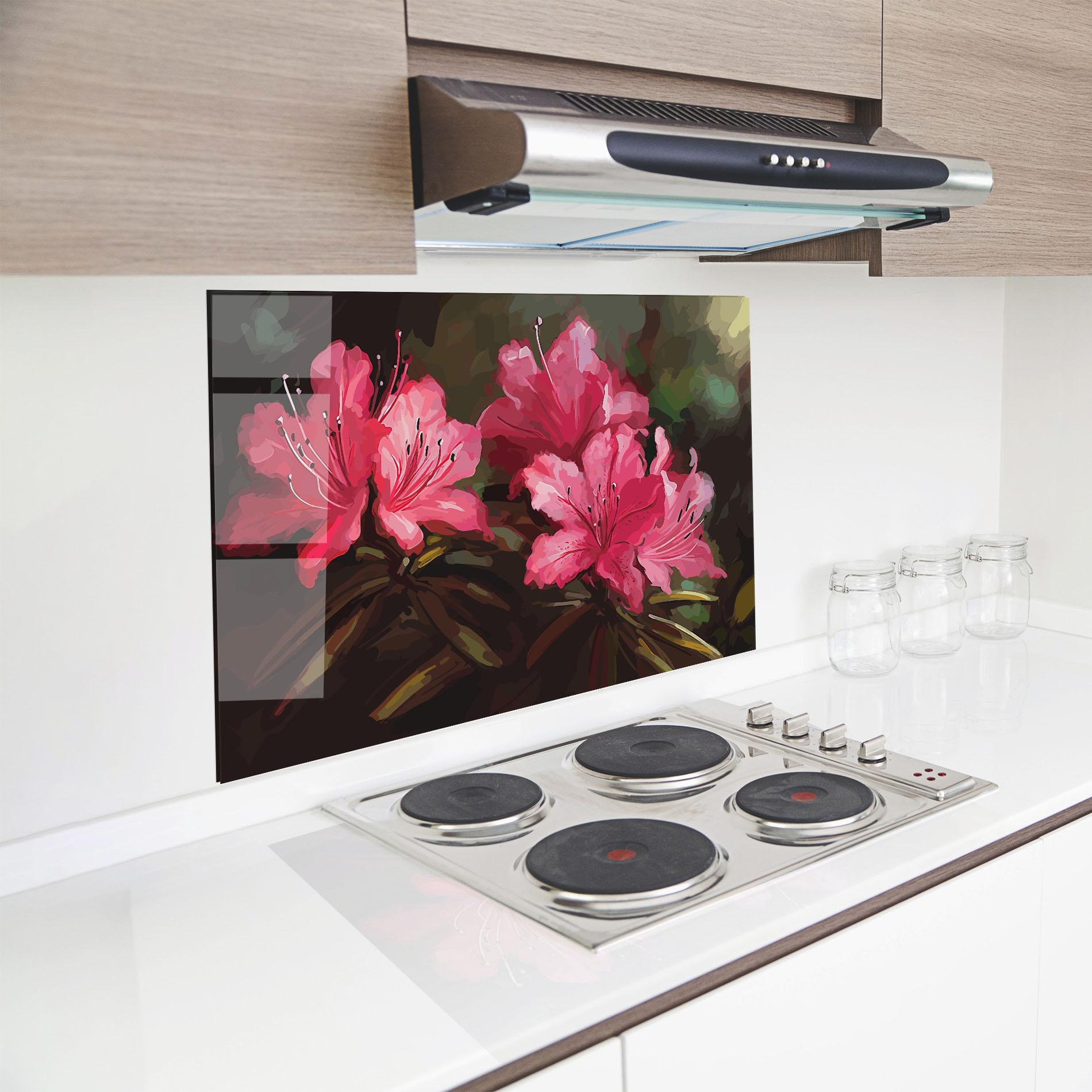 Konyhai üveg hátfal Pink Exotic Art mockup 8