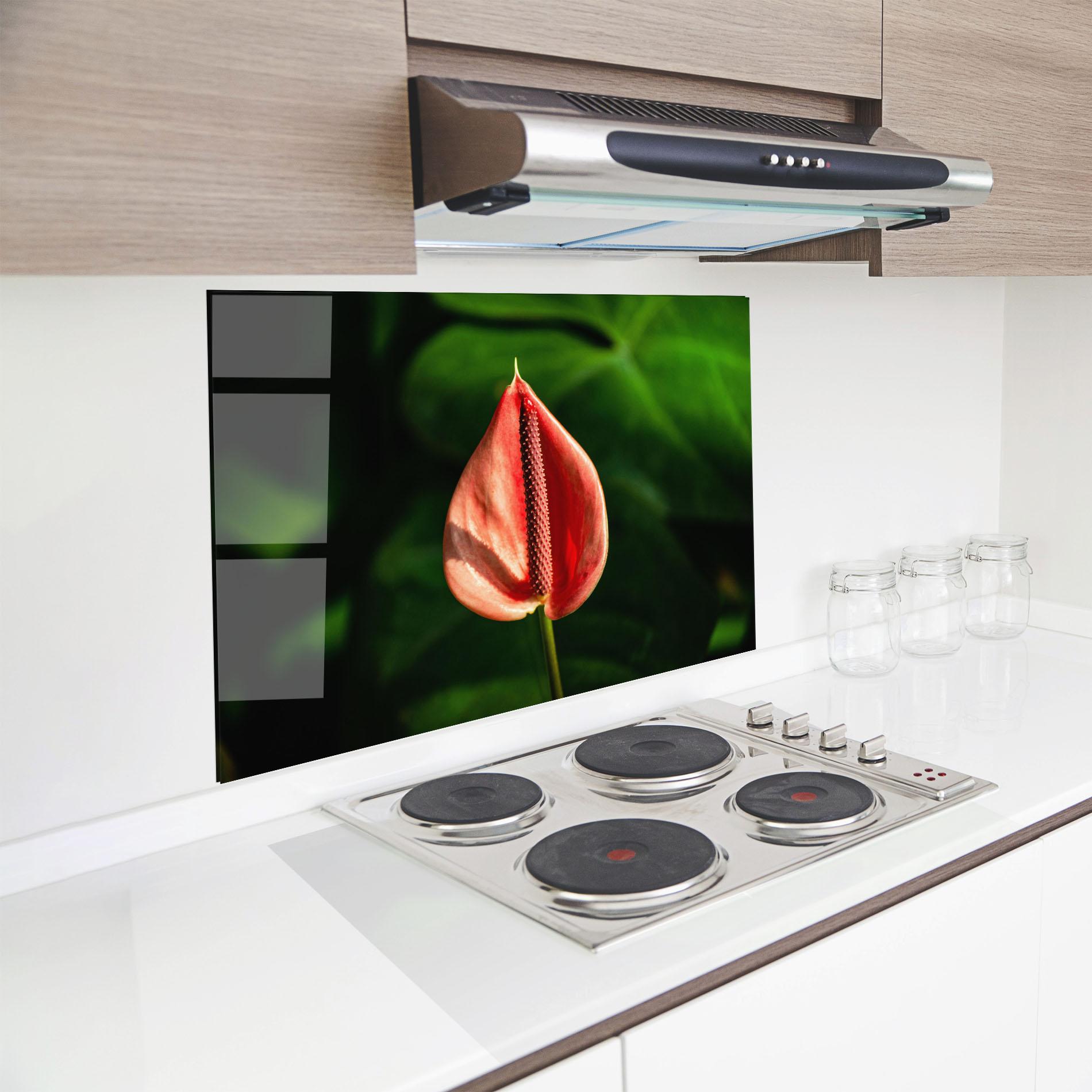 Konyhai üveg hátfal Plant Exotic Red mockup 8