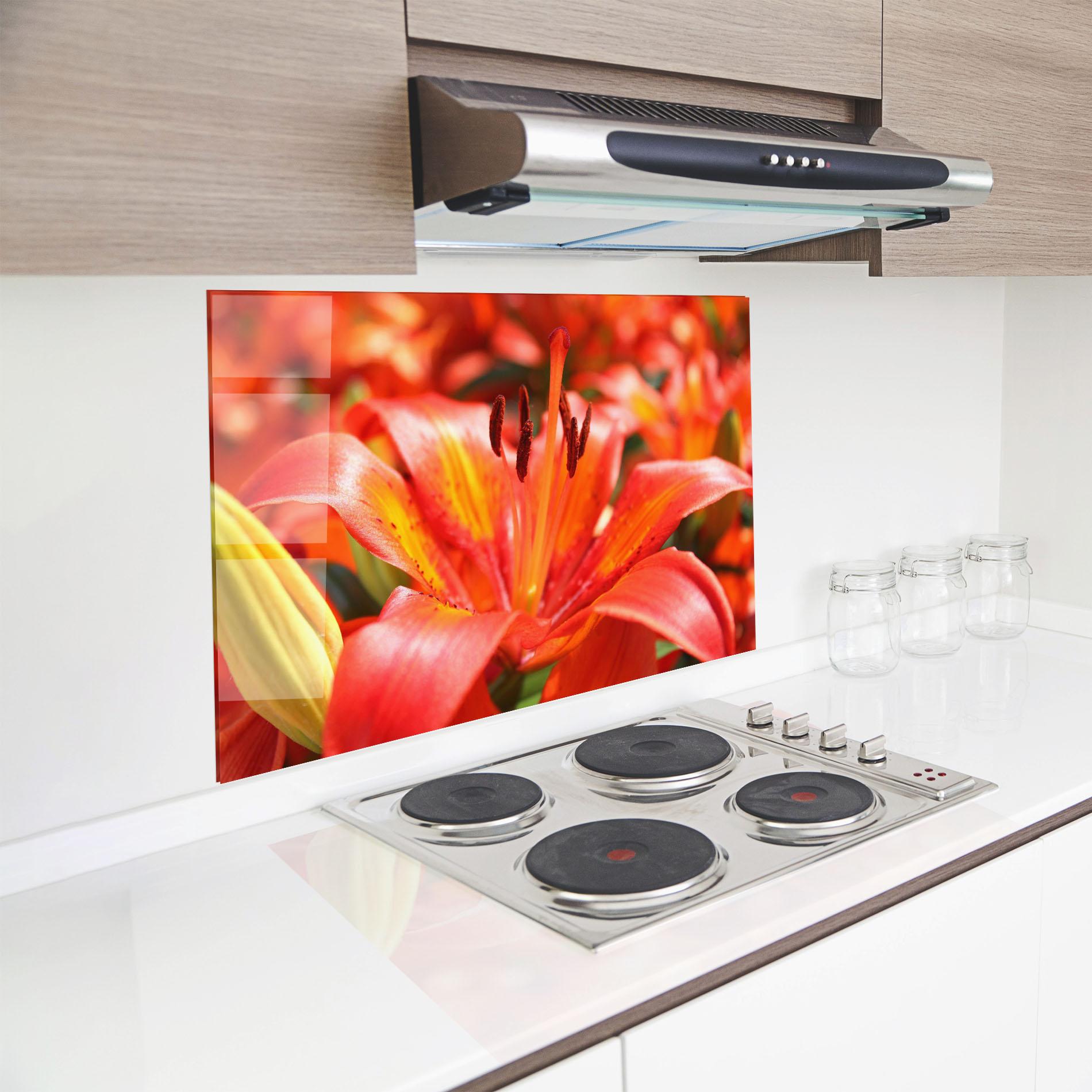 Konyhai üveg hátfal Pretty Orange Exotic mockup 8