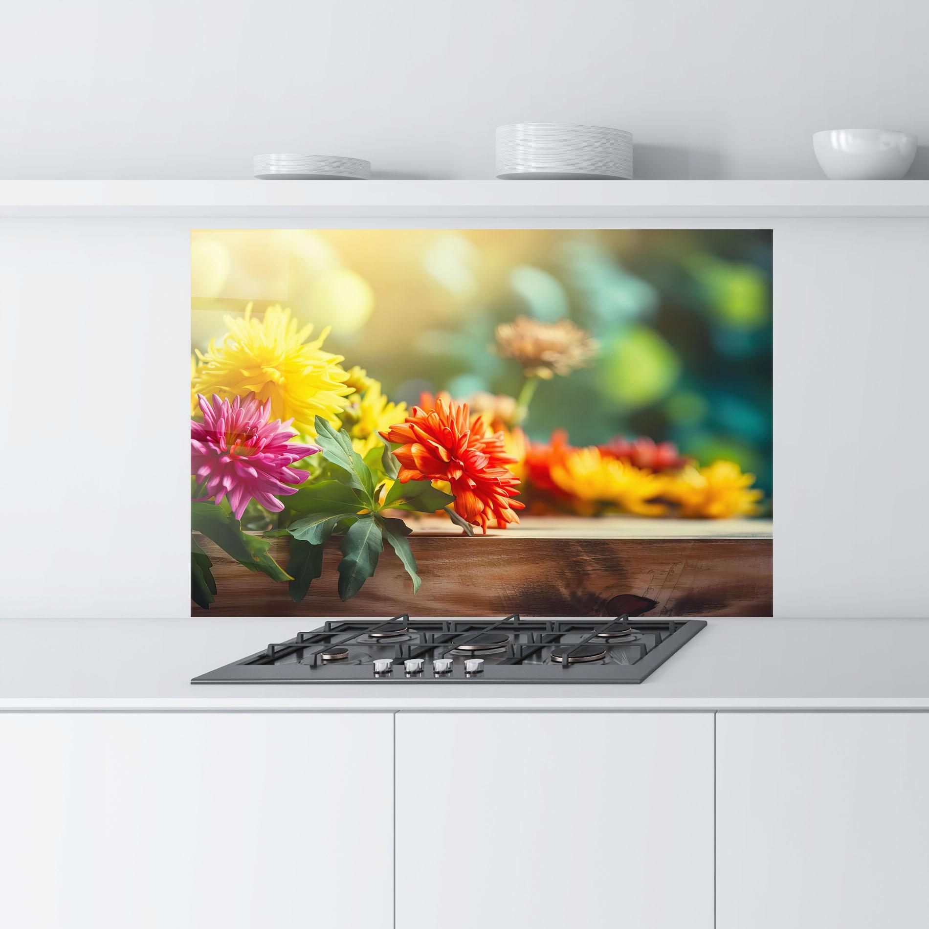 Konyhai üveg hátfal Wood Wild Flower mockup 9