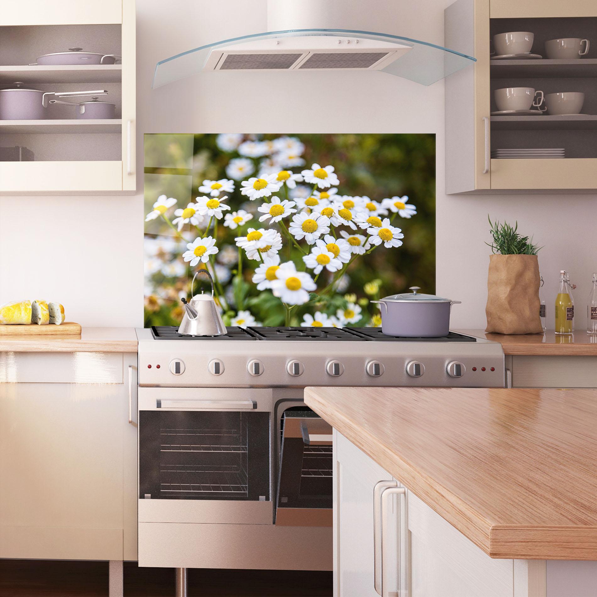 Konyhai üveg hátfal Flowers Garden mockup 1