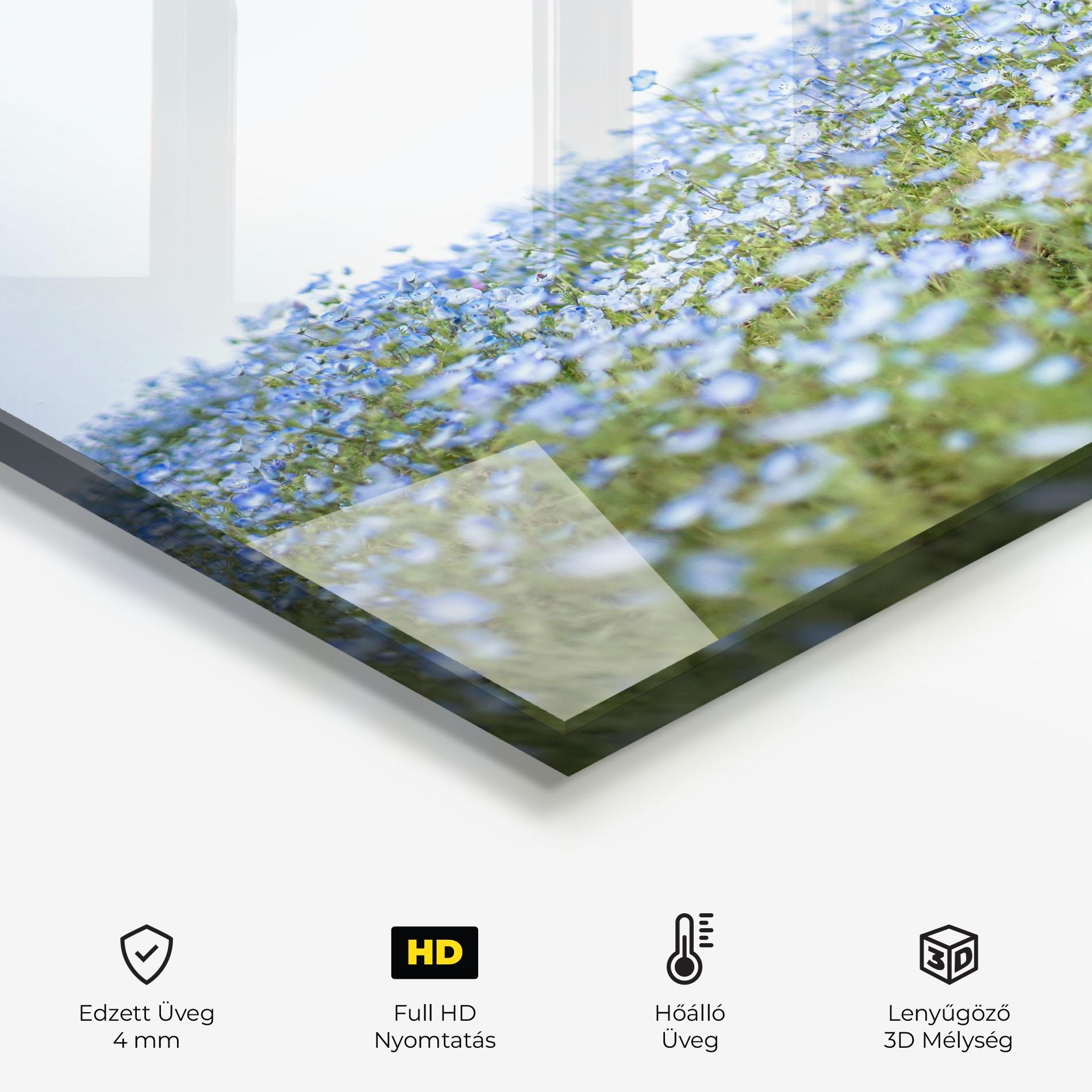 Konyhai üveg hátfal Blue Wild Flowers mockup 2