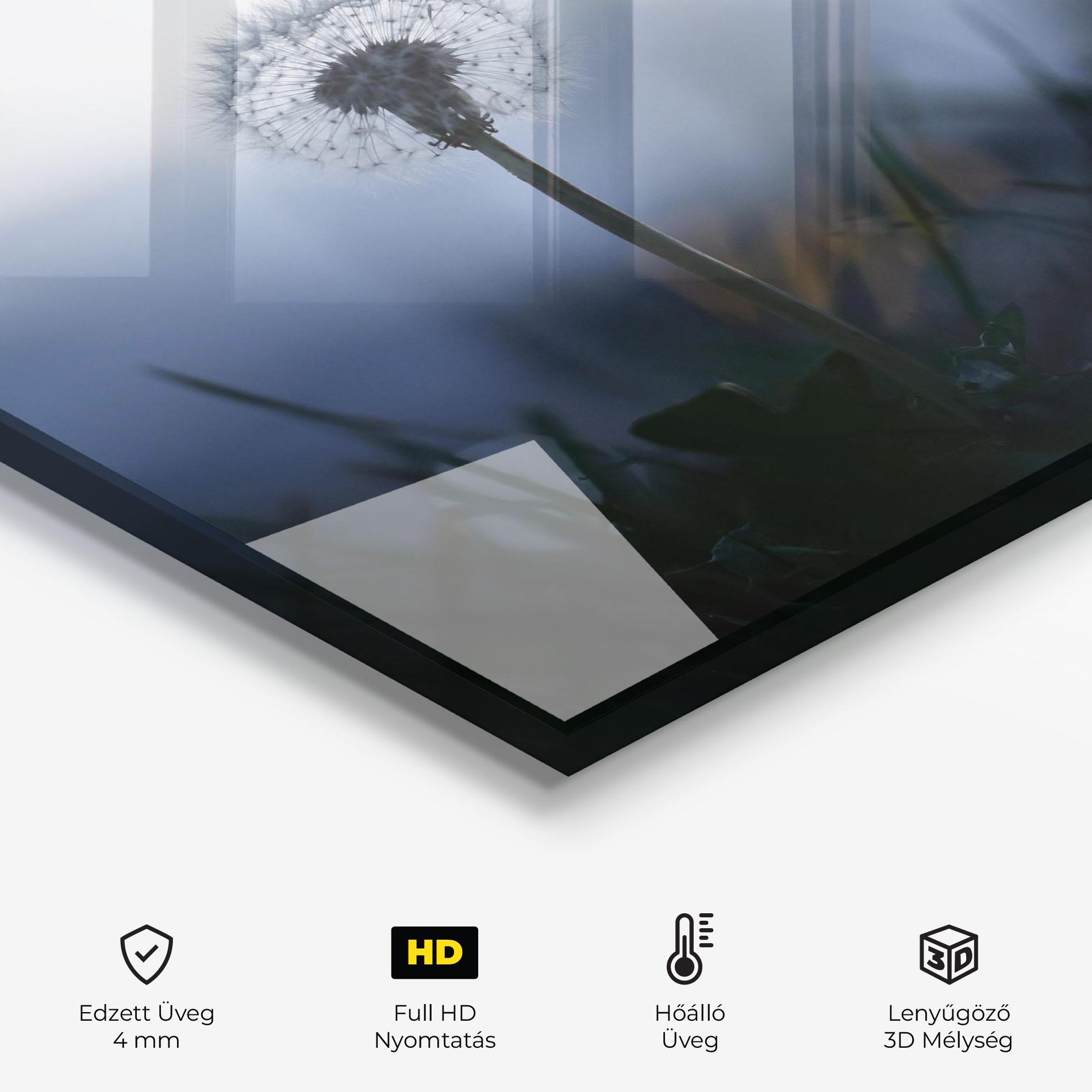 Konyhai üveg hátfal Dandelion Wild View mockup 2