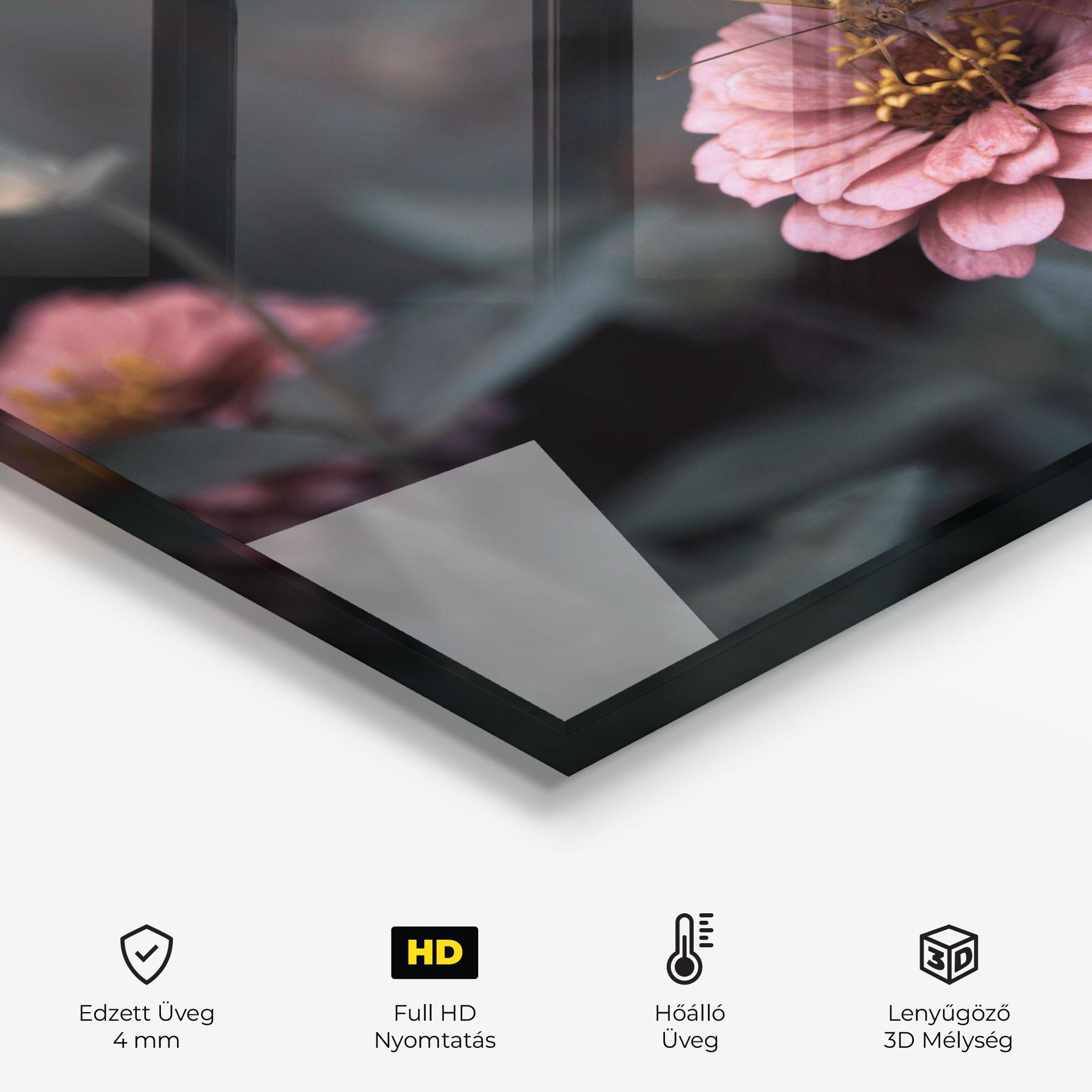 Konyhai üveg hátfal Flower Butterfly mockup 2