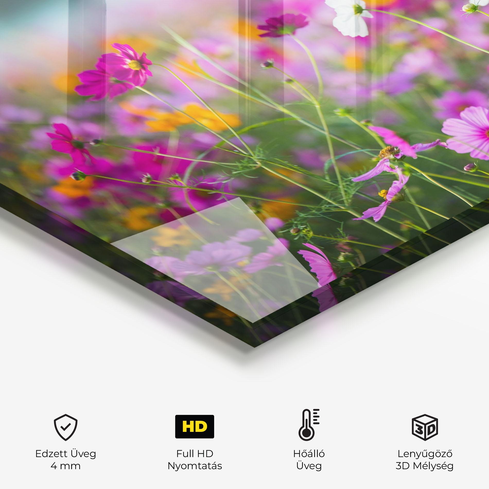 Konyhai üveg hátfal Flower Grassland mockup 2