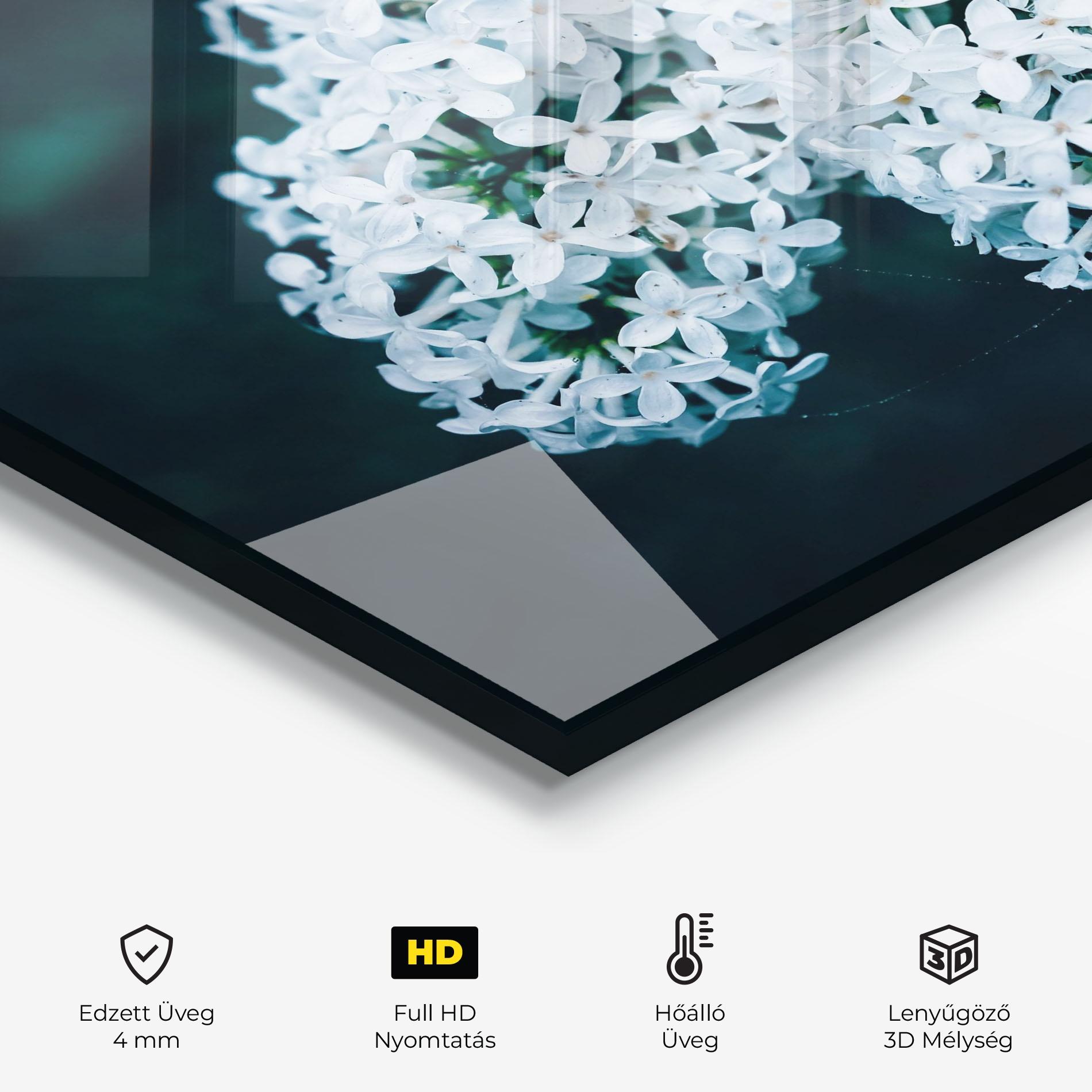 Konyhai üveg hátfal Green Light Flower mockup 2