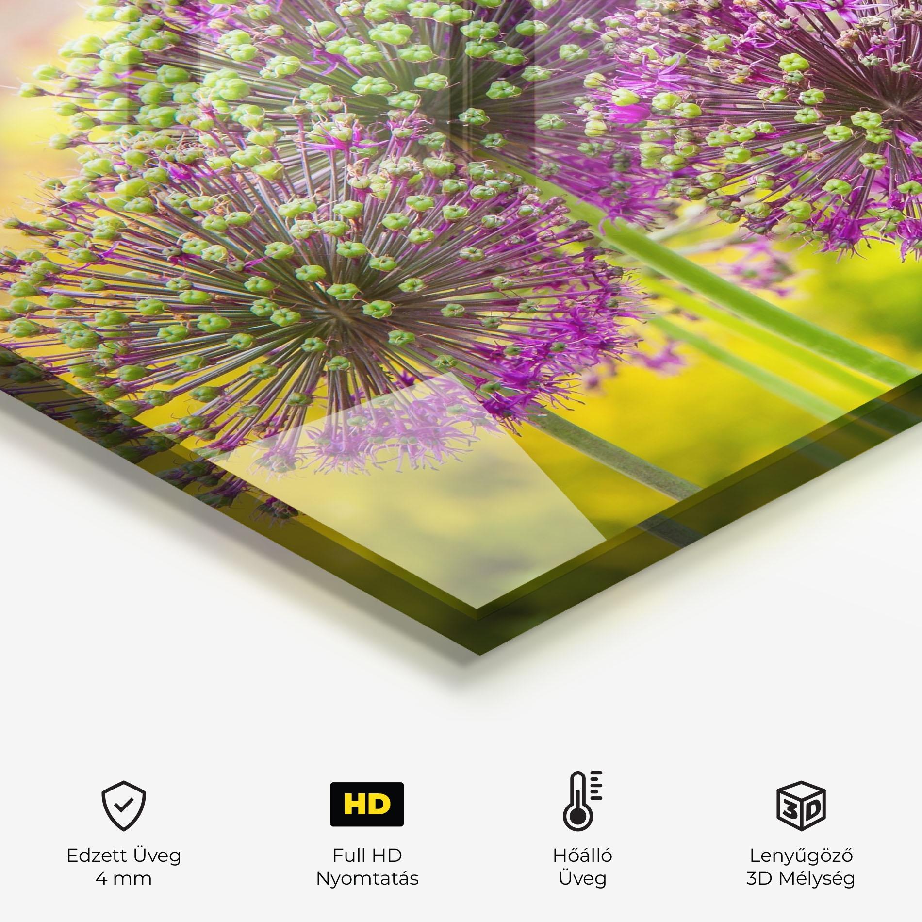 Konyhai üveg hátfal Green Purple Garden mockup 2