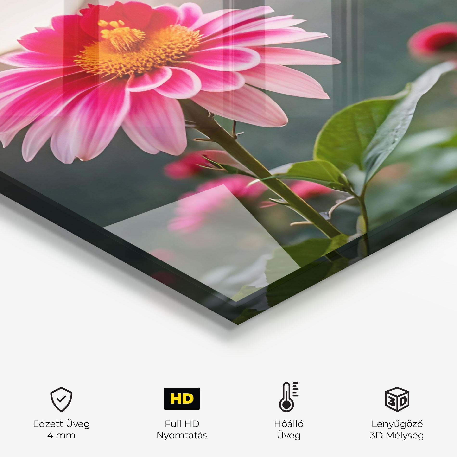 Konyhai üveg hátfal Mountain Pink Flower mockup 2