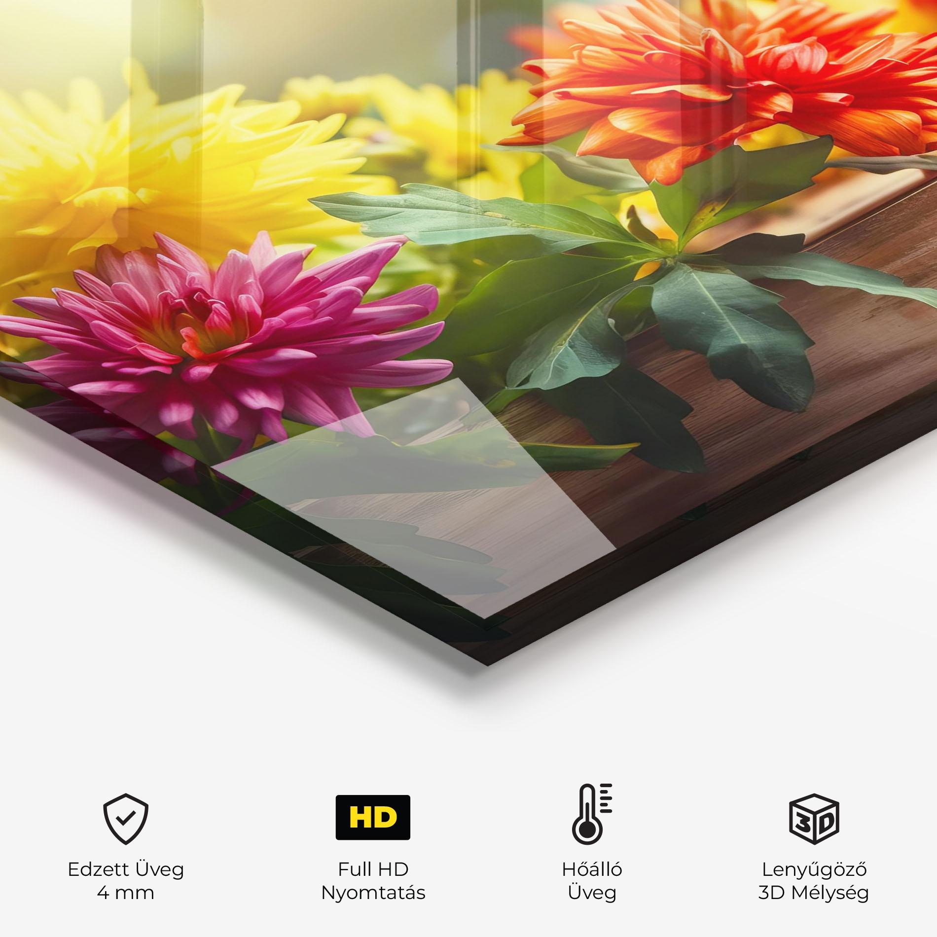 Konyhai üveg hátfal Wood Wild Flower mockup 2