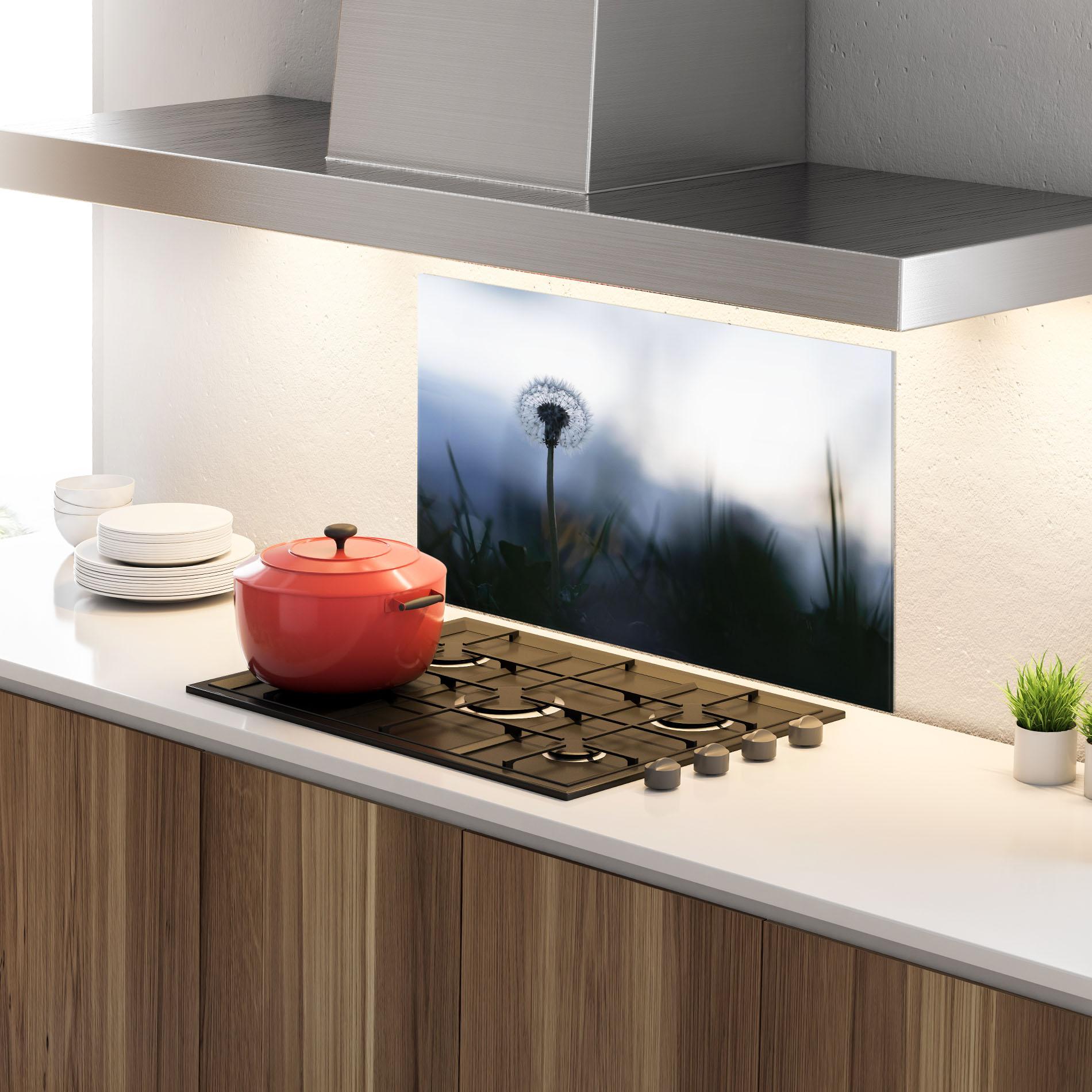 Konyhai üveg hátfal Dandelion Wild View mockup 4