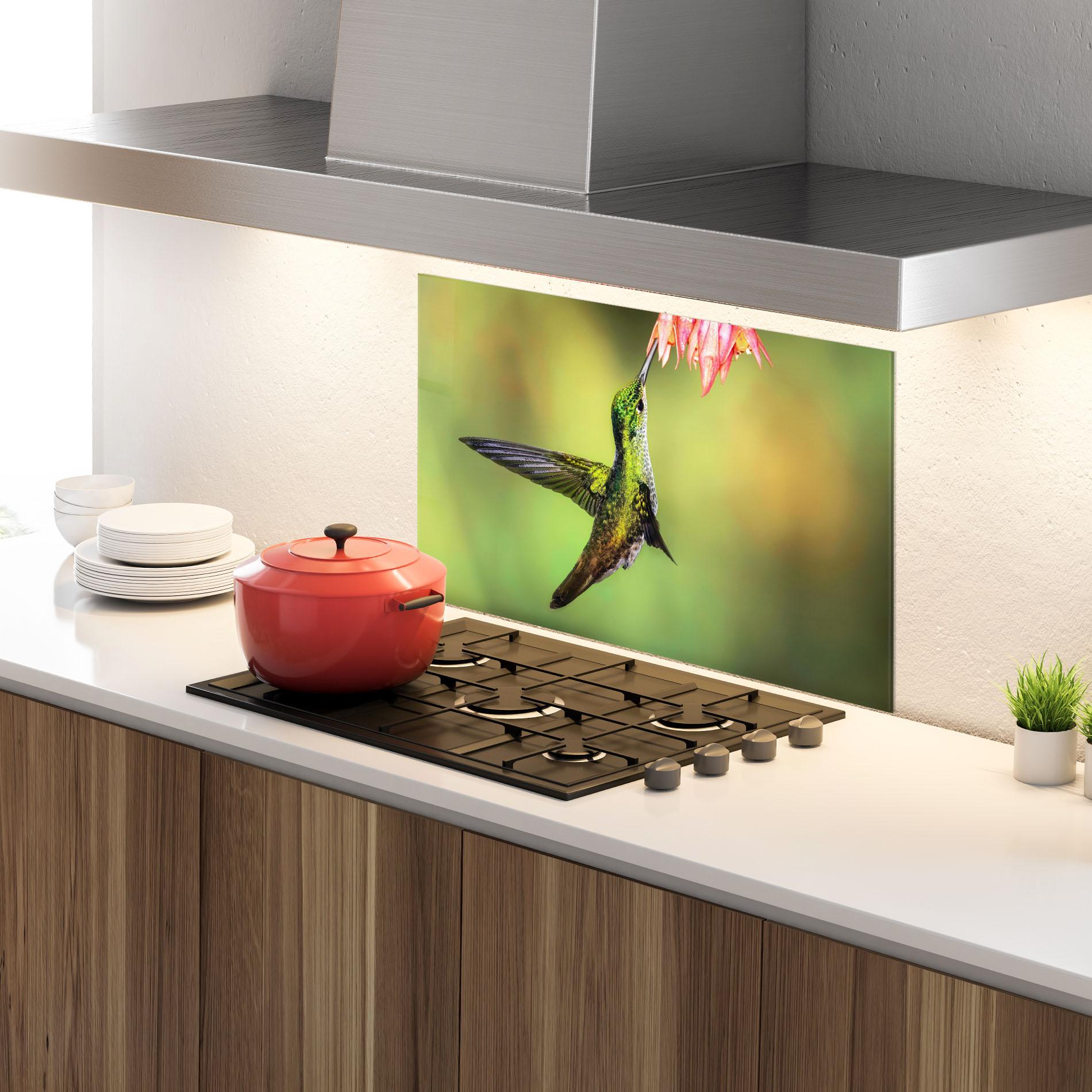 Konyhai üveg hátfal Wild Bird Flower mockup 4