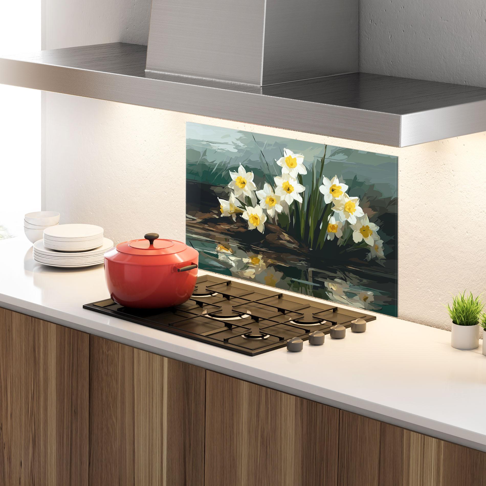 Konyhai üveg hátfal Wild Lake Plant mockup 4