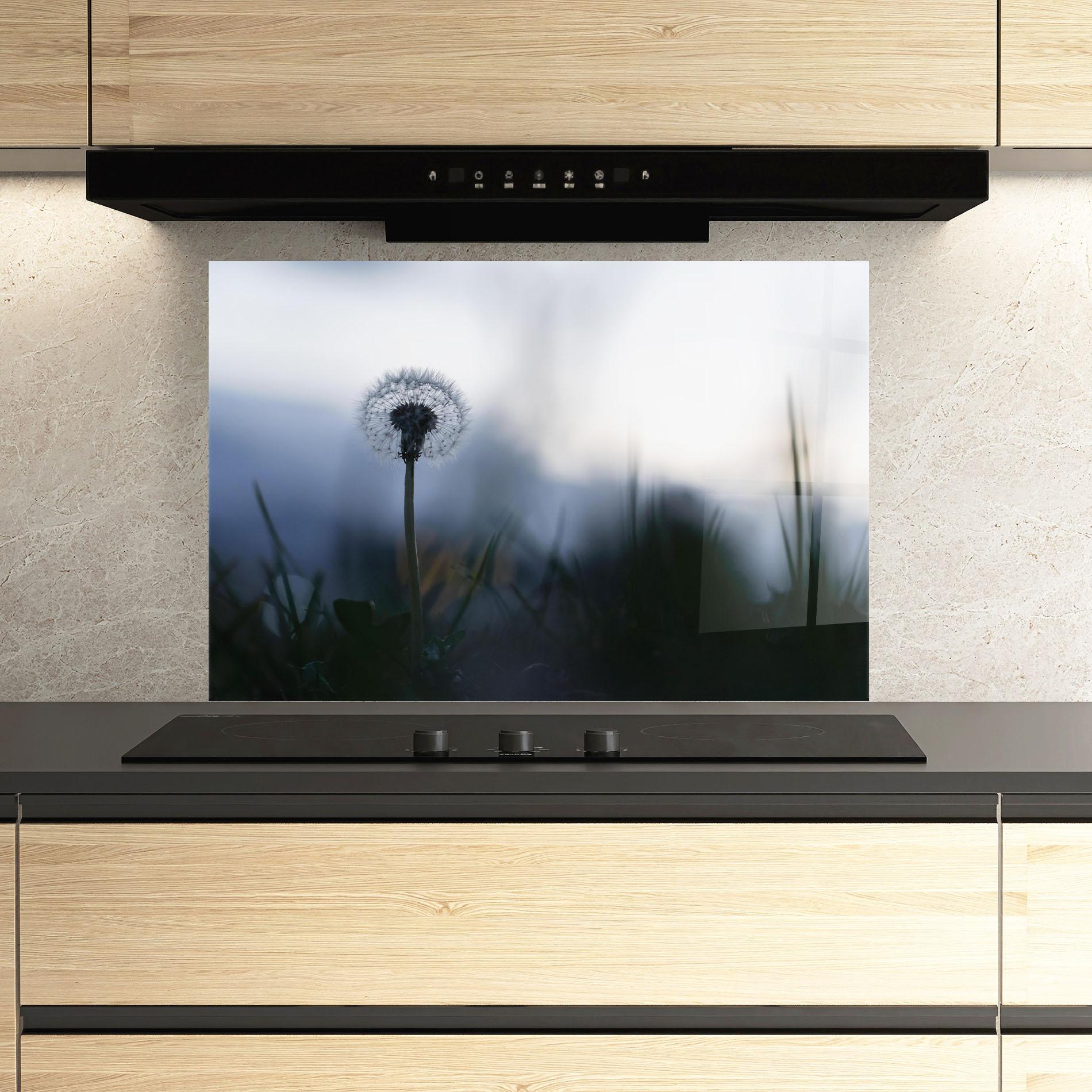 Konyhai üveg hátfal Dandelion Wild View mockup 3