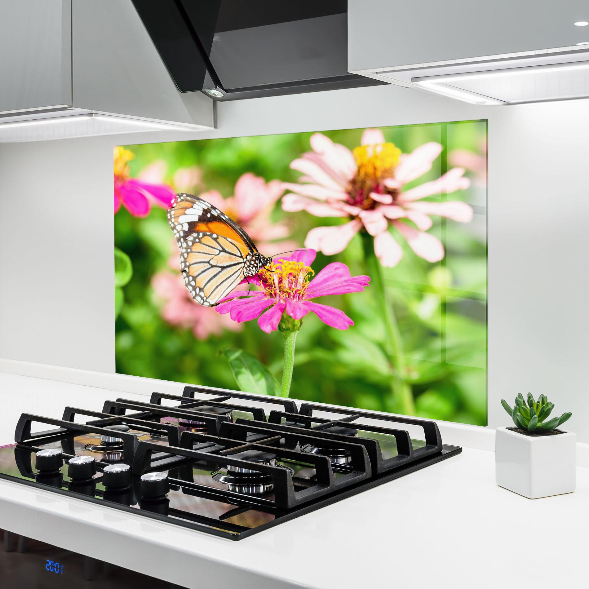 Konyhai üveg hátfal Daylight Butterfly mockup 6