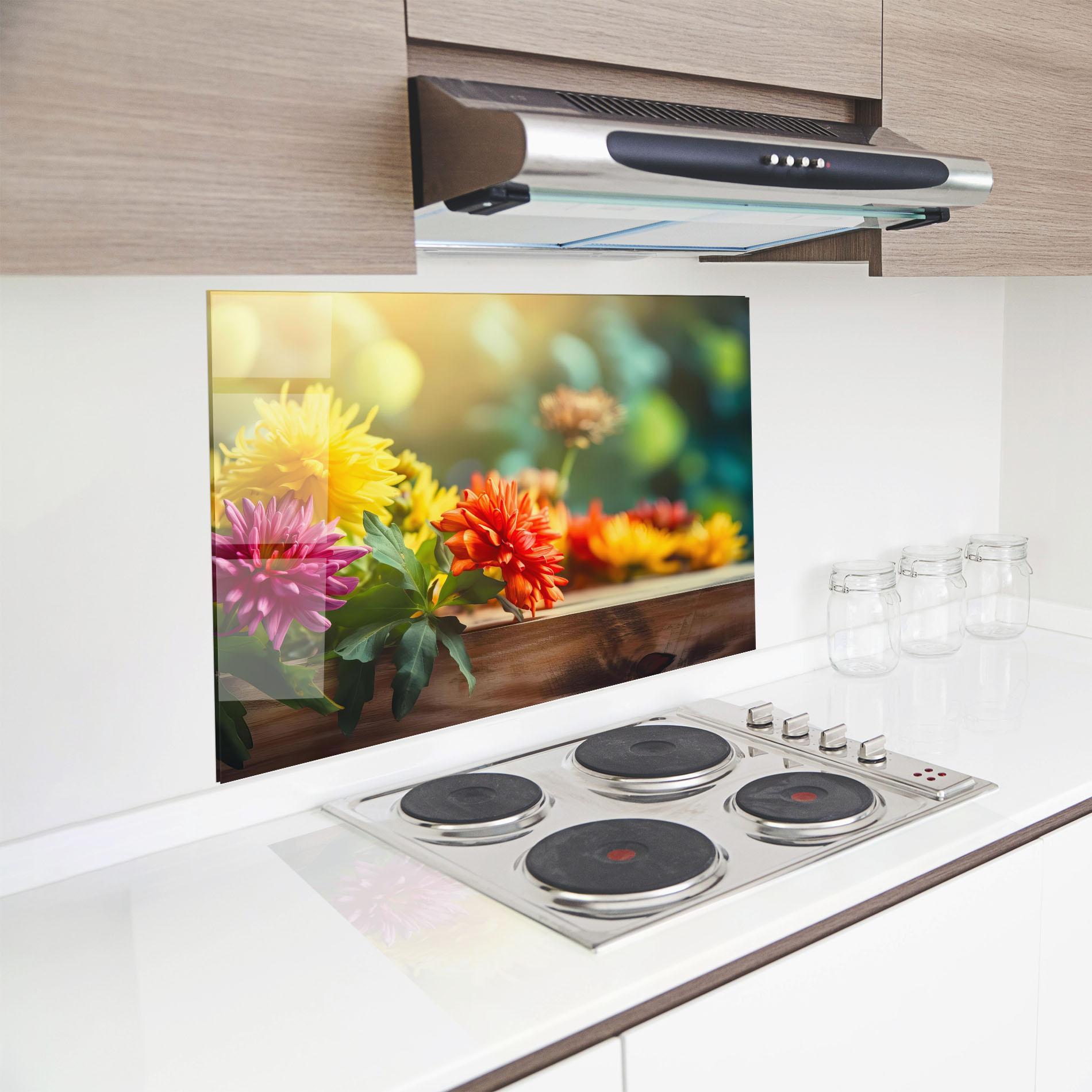 Konyhai üveg hátfal Wood Wild Flower mockup 8