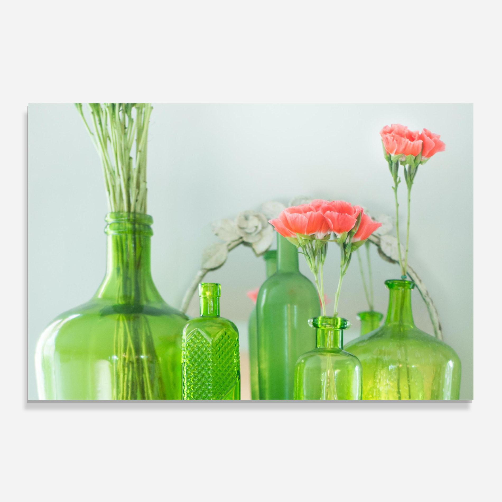 Konyhai üveg hátfal Green Vase Flowers mockup 0