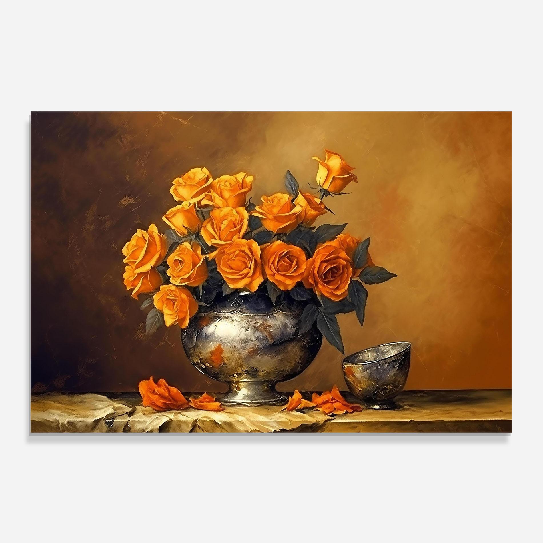 Konyhai üveg hátfal Orange Rose Vase mockup 0