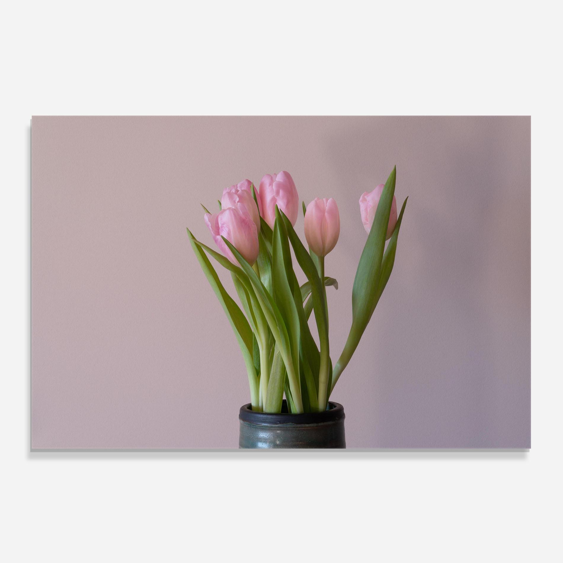 Konyhai üveg hátfal Pink Tulips Vase mockup 0