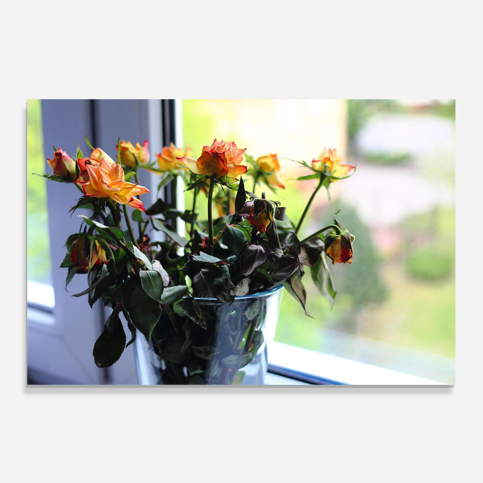 Konyhai üveg hátfal Red Yellow Rose Vase mockup 0