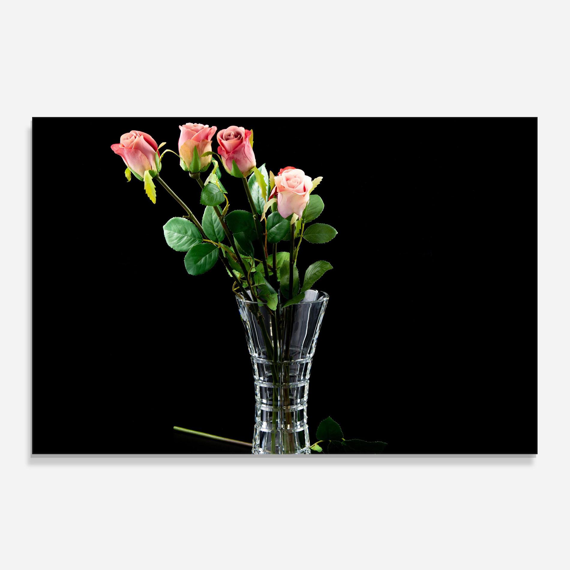 Konyhai üveg hátfal Rose Vase Black mockup 0