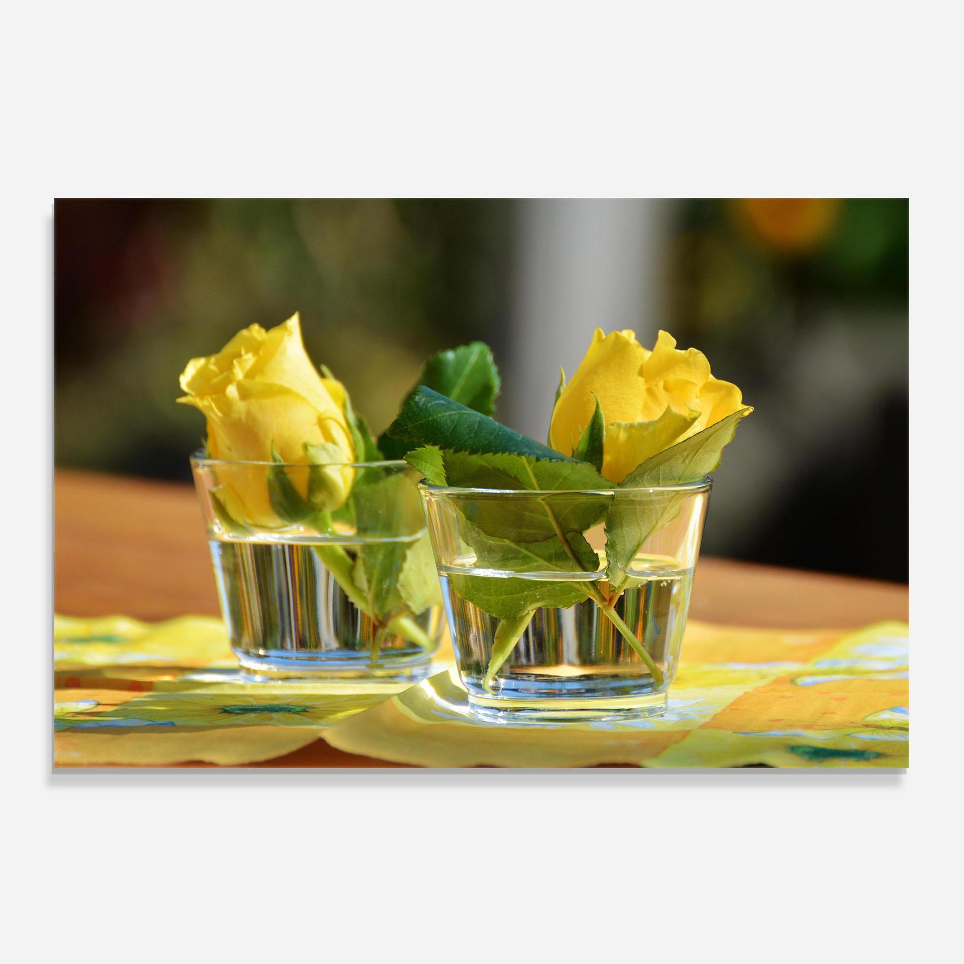 Konyhai üveg hátfal Rose Yellow Vase mockup 0