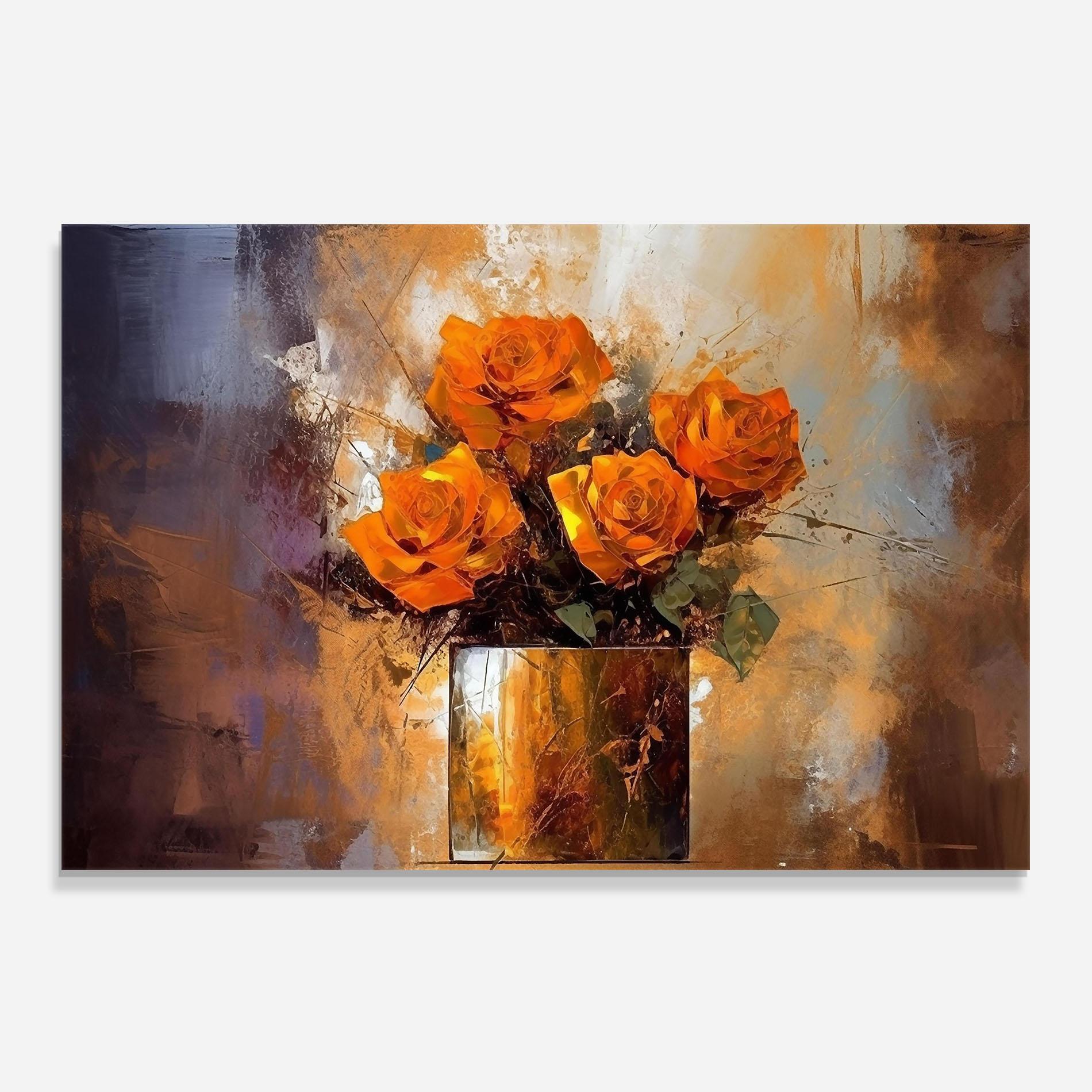 Konyhai üveg hátfal Vase Orange Rose mockup 0