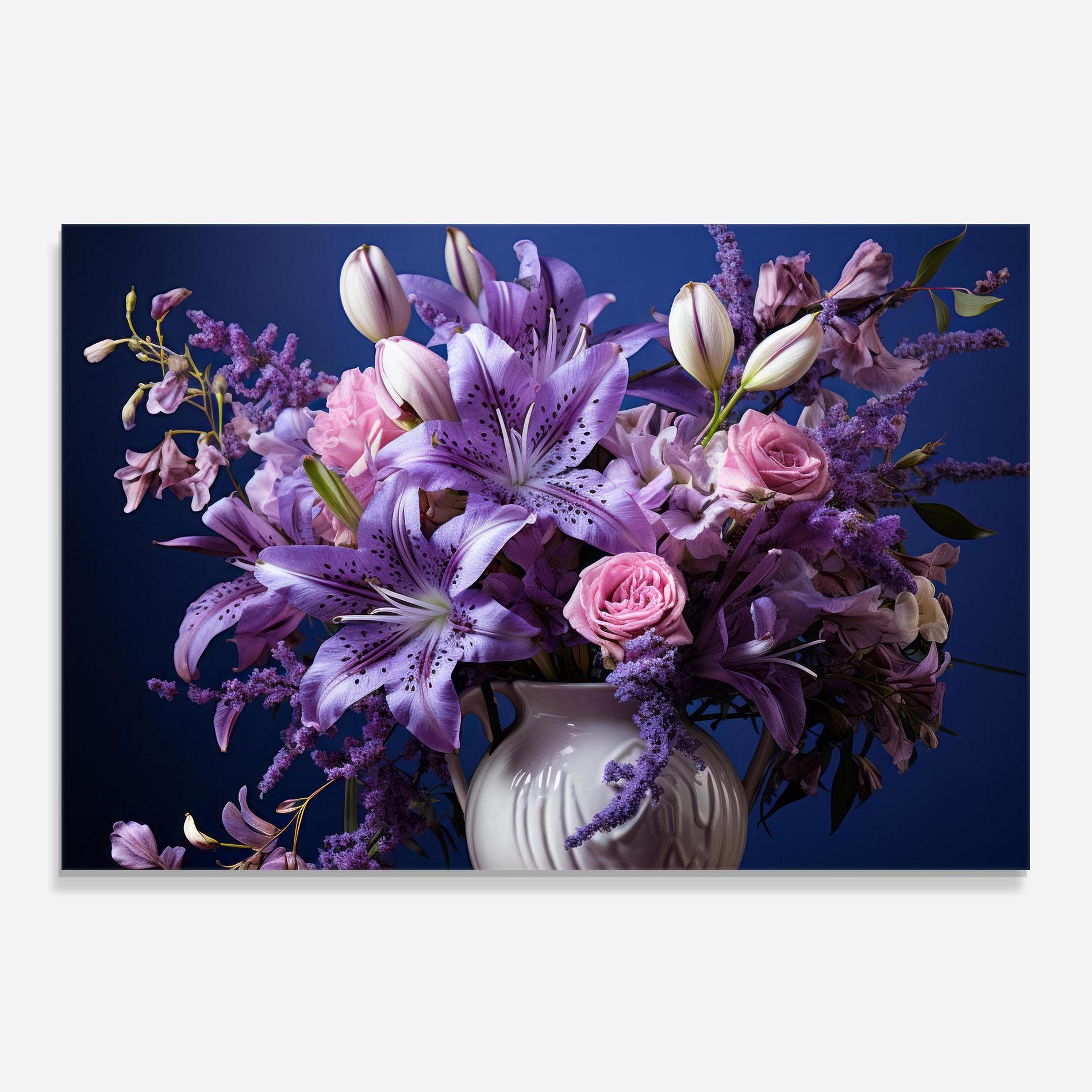 Konyhai üveg hátfal Vase Purple Flower mockup 0