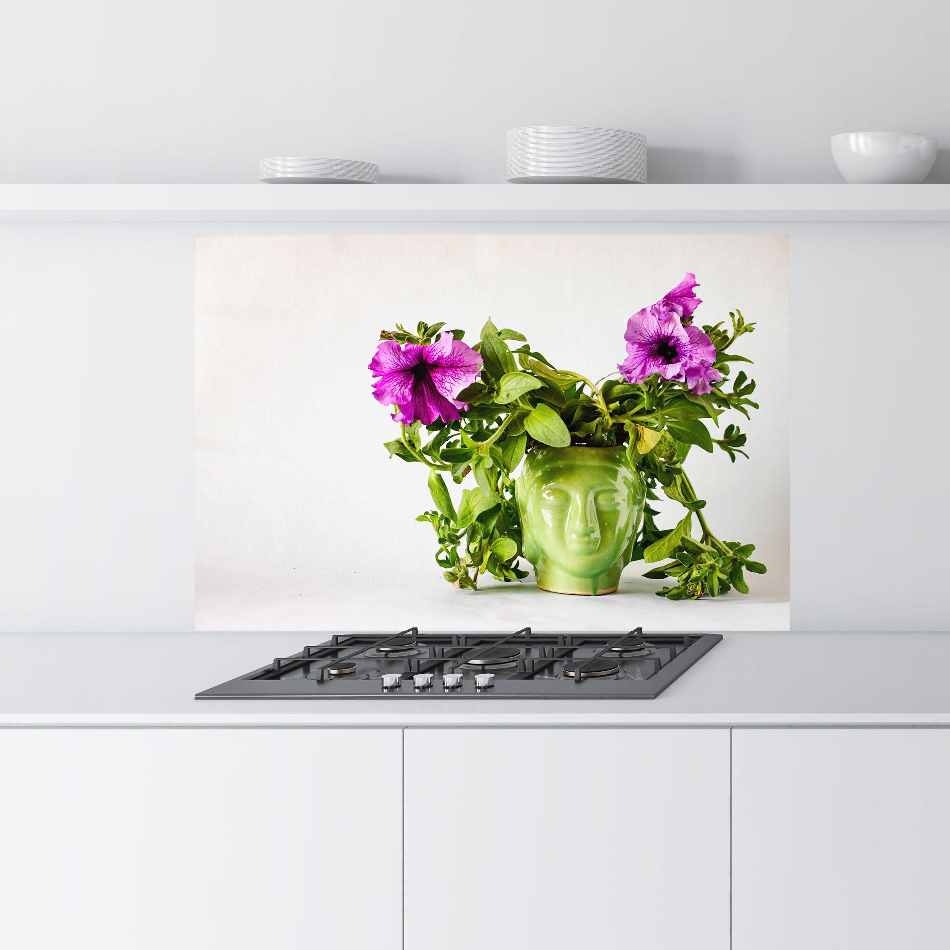Konyhai üveg hátfal Green Face Vase mockup 9