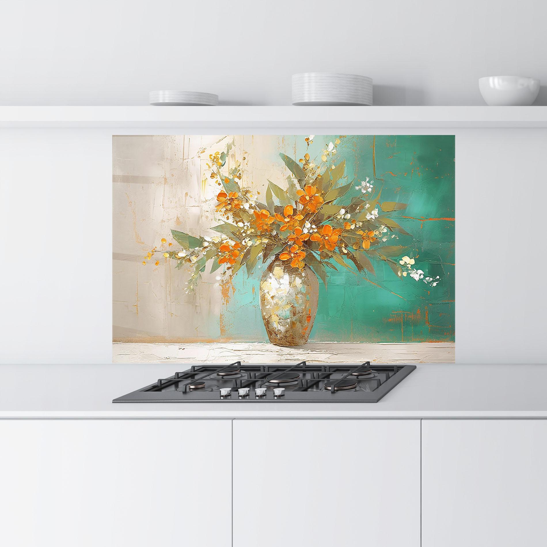 Konyhai üveg hátfal Grey Vase Orange mockup 9