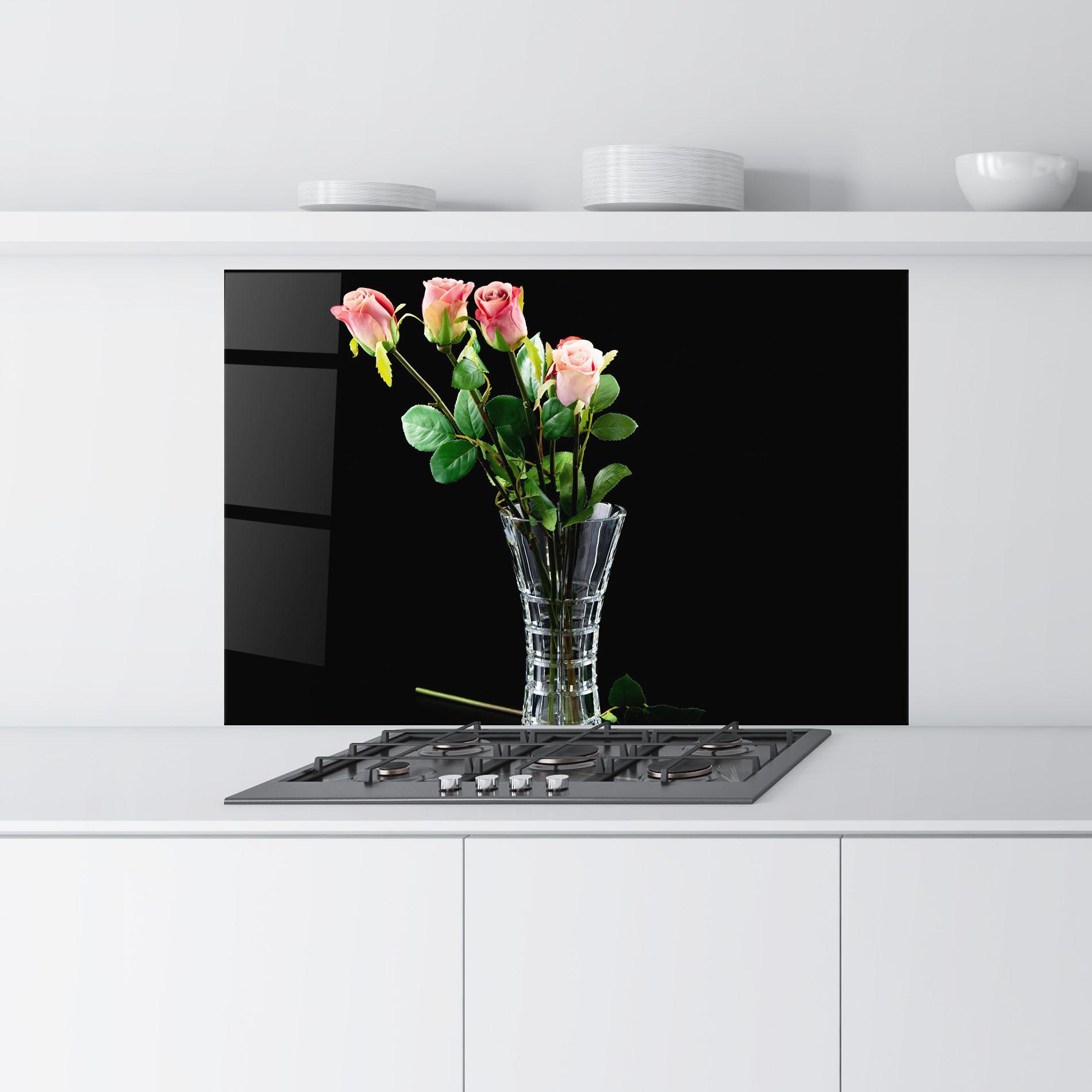 Konyhai üveg hátfal Rose Vase Black mockup 9