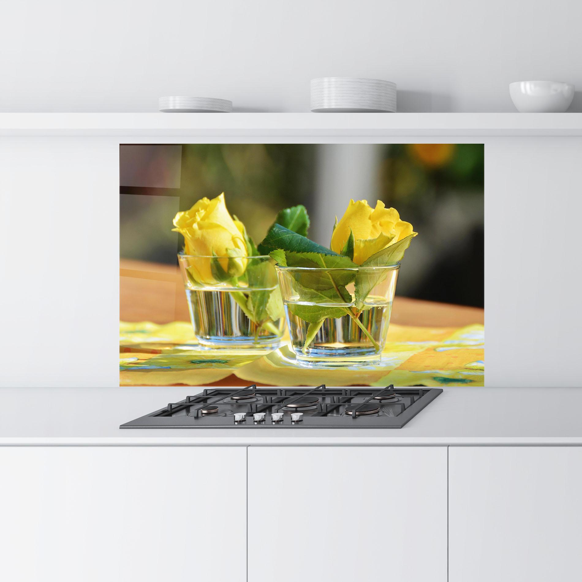 Konyhai üveg hátfal Rose Yellow Vase mockup 9