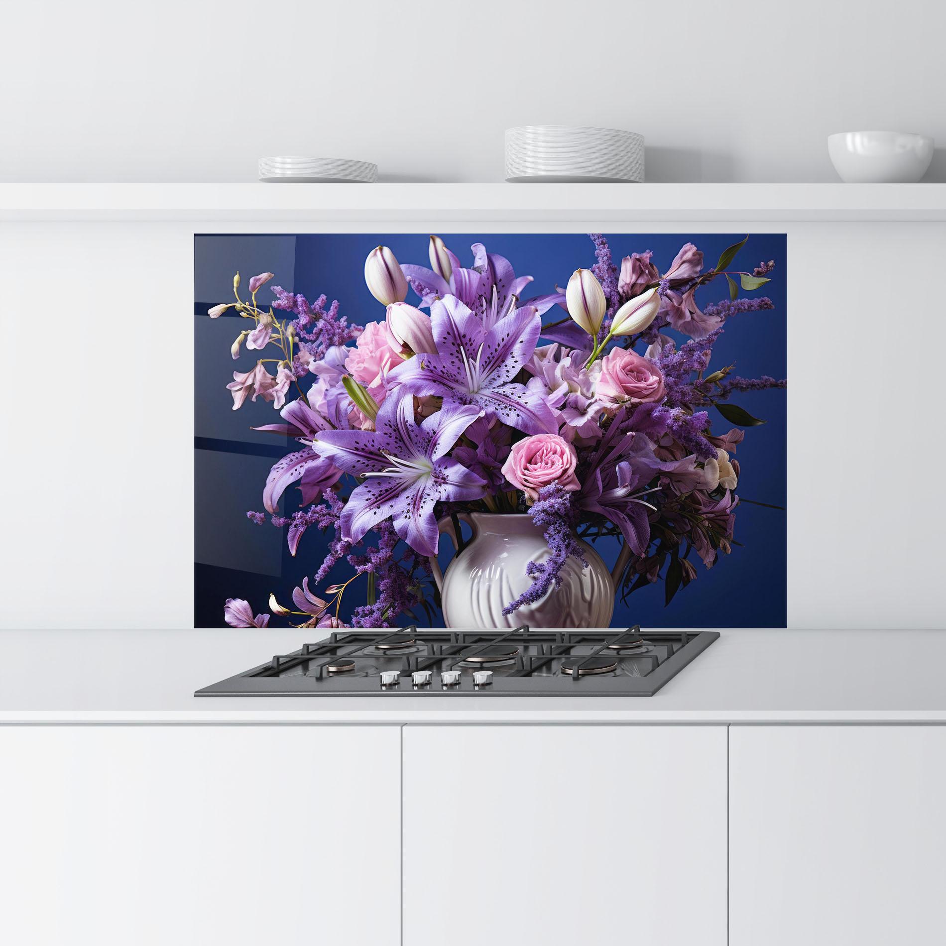 Konyhai üveg hátfal Vase Purple Flower mockup 9
