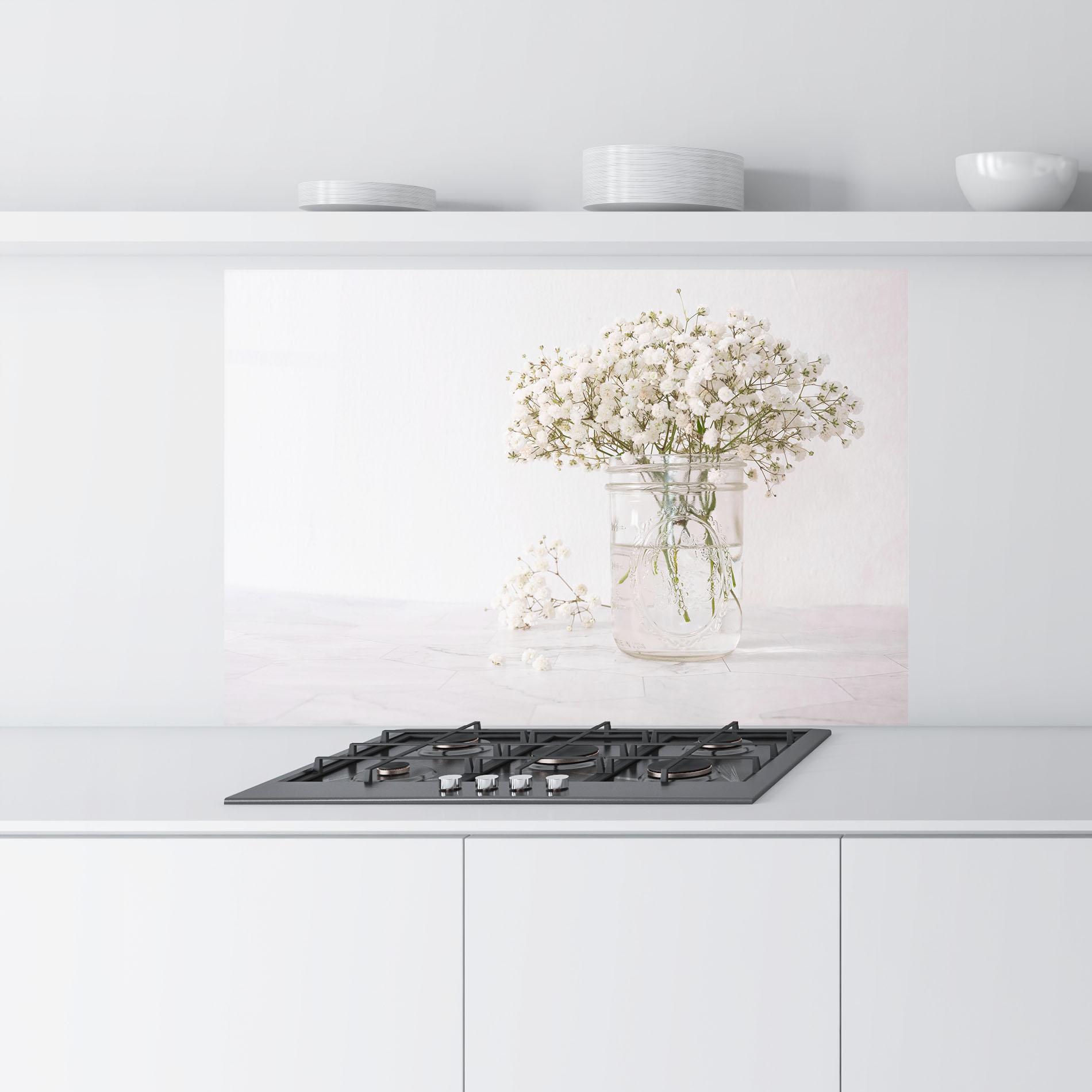 Konyhai üveg hátfal White Tiny Flower Vase mockup 9