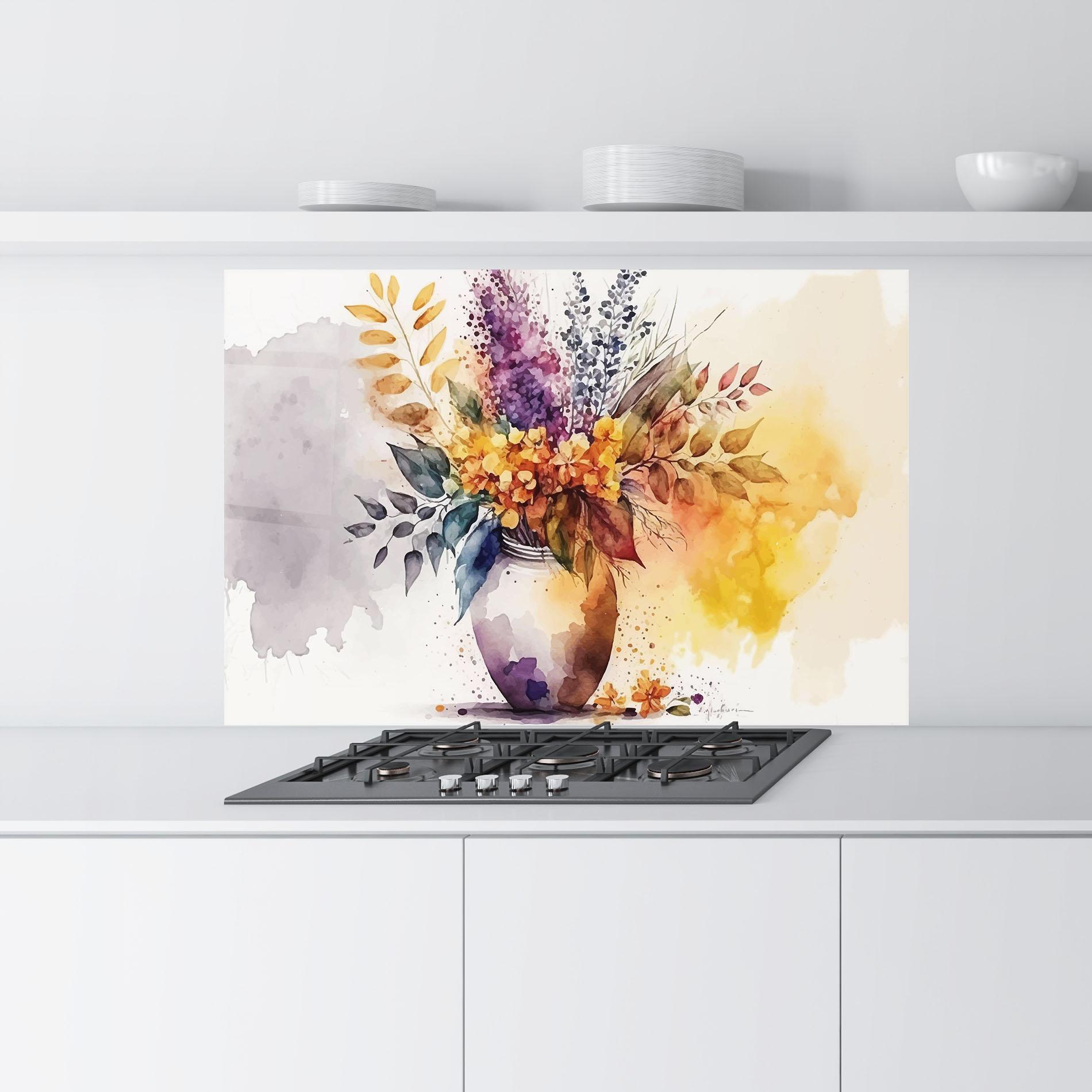 Konyhai üveg hátfal Yellow Purple Vase mockup 9