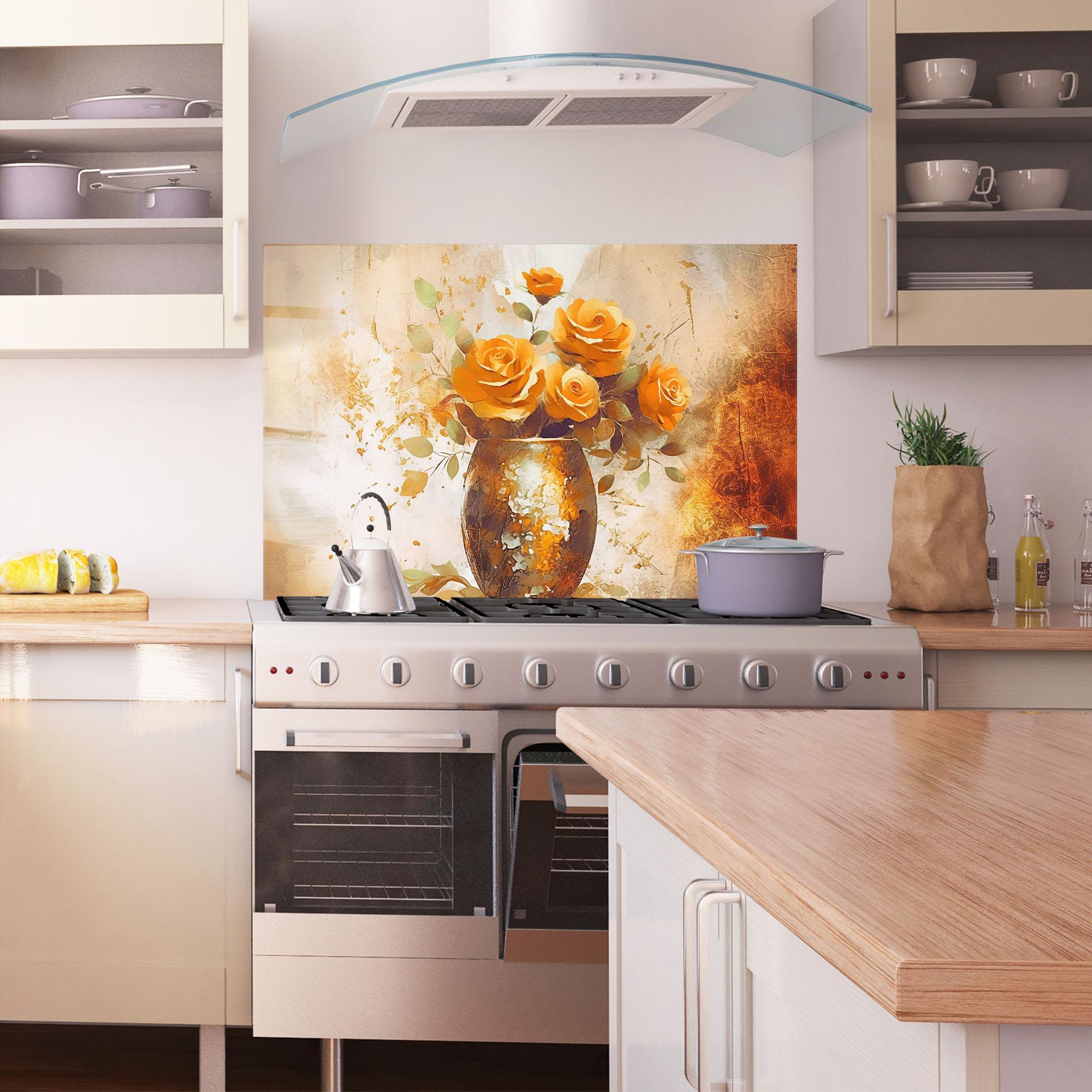 Konyhai üveg hátfal Brown Vase Art mockup 1